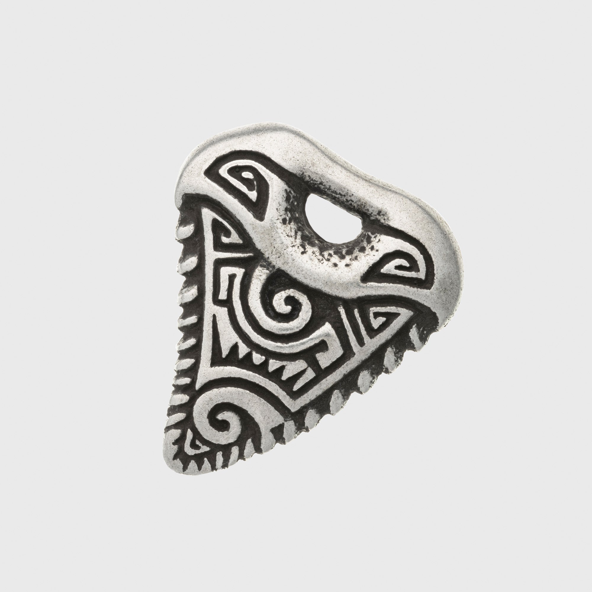Shark Tooth Silver-plated Bronze Pendant – Handmade Tribal Jewelry