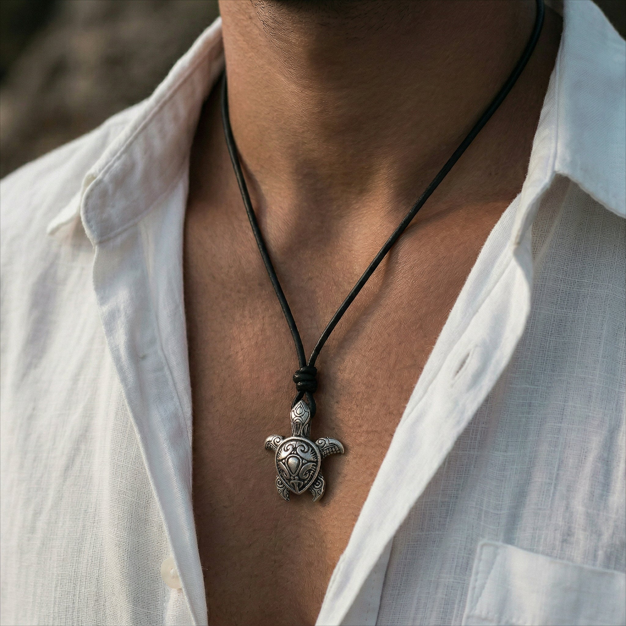 Turtle Sterling Silver Pendant – Ocean-Inspired Tribal Necklace