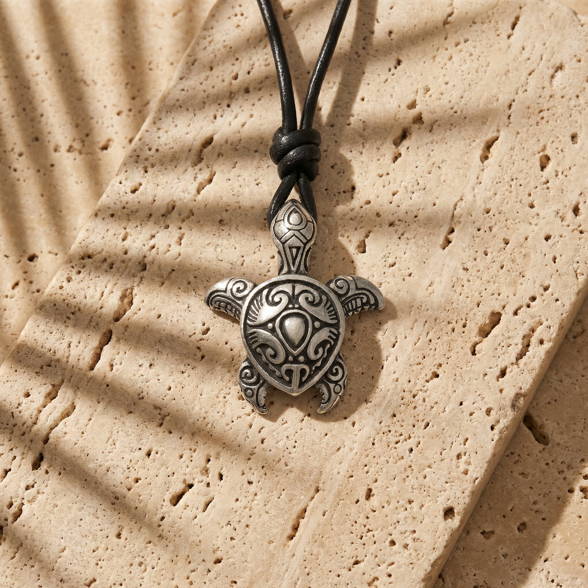 Turtle Sterling Silver Pendant – Ocean-Inspired Tribal Necklace