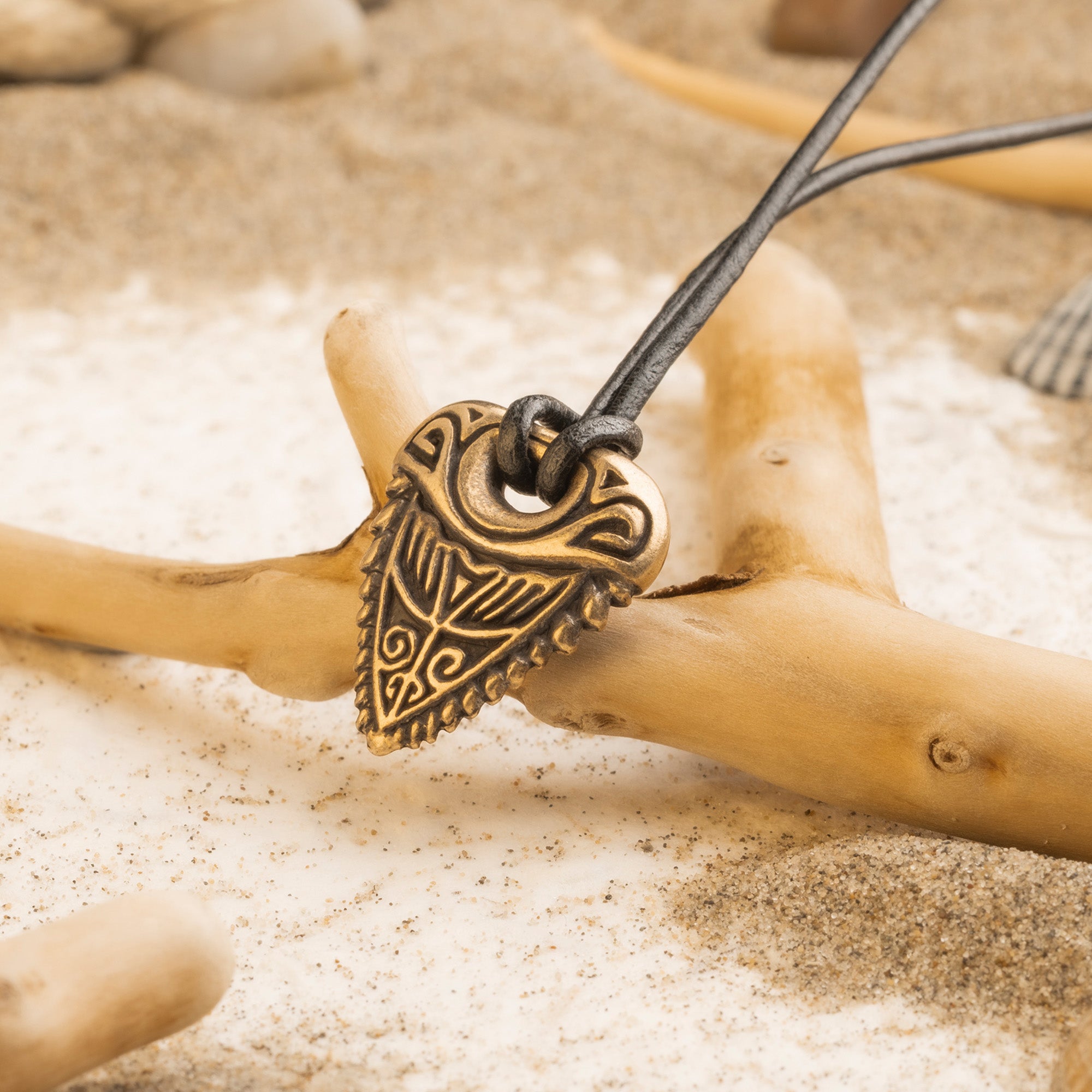 Shark Tooth Bronze Pendant – Handmade Tribal Jewelry