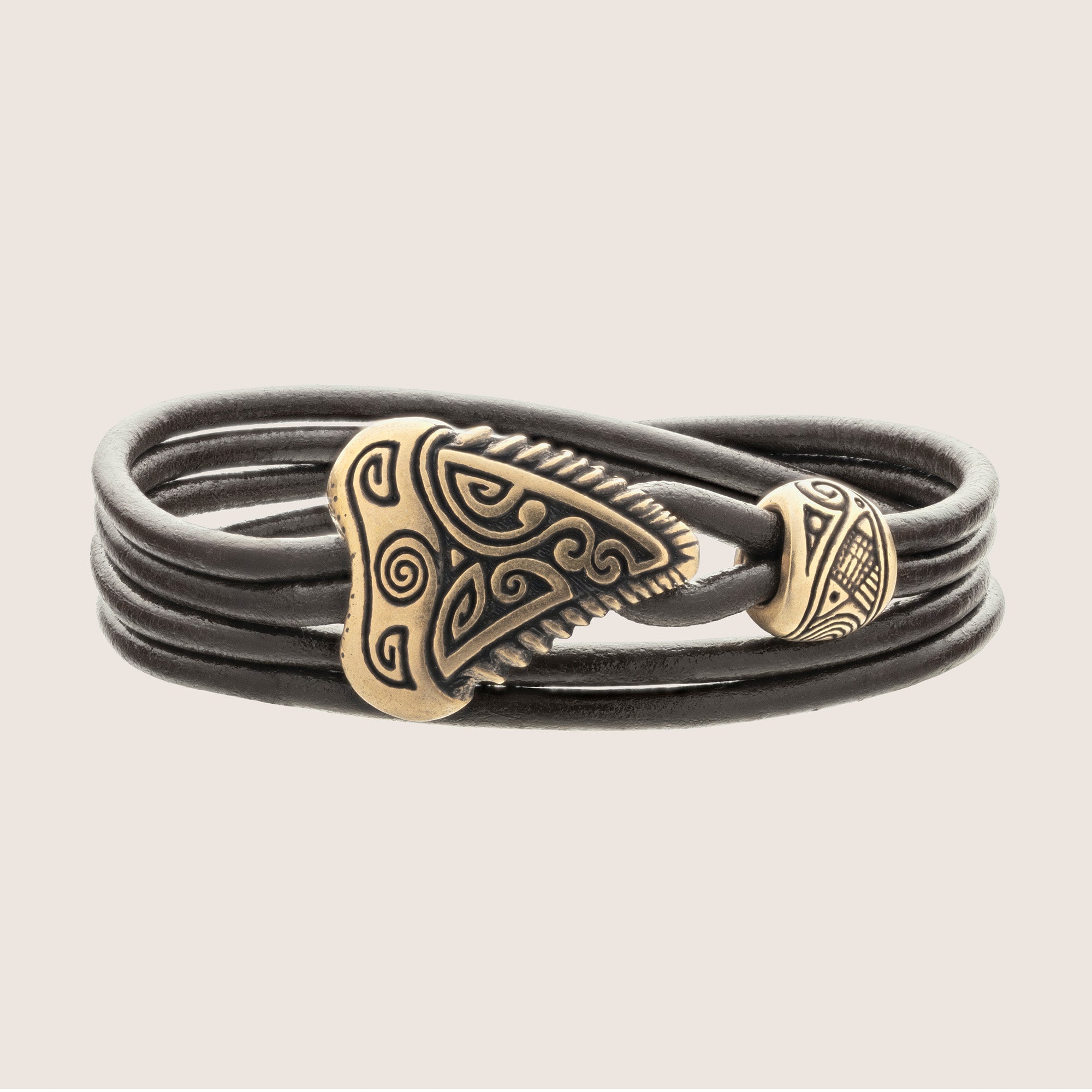 Shark Tooth Leather Bracelet – Bronze Tribal Jewelry