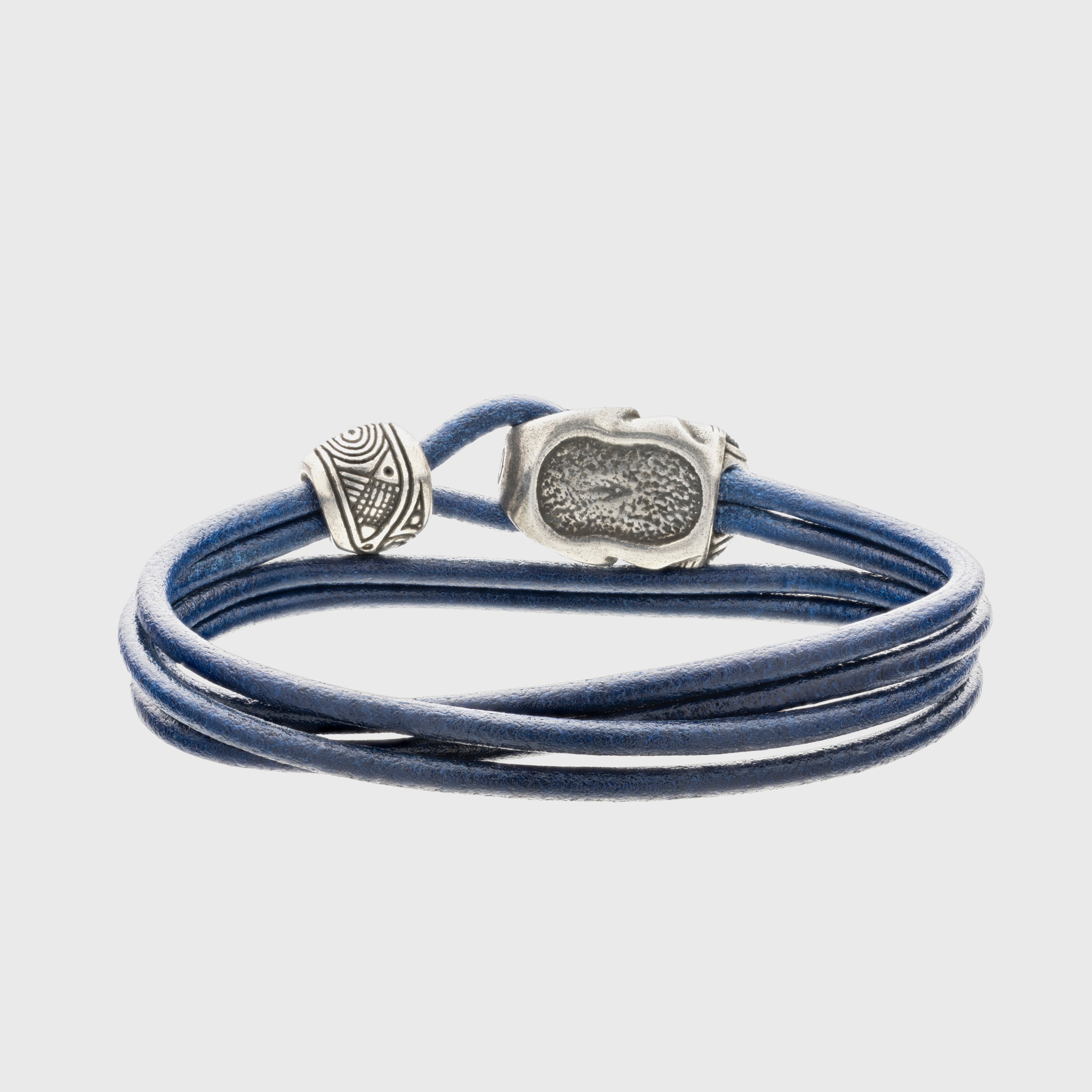 Warrior Mask Leather Bracelet – Tribal-Inspired Bronze Jewelry