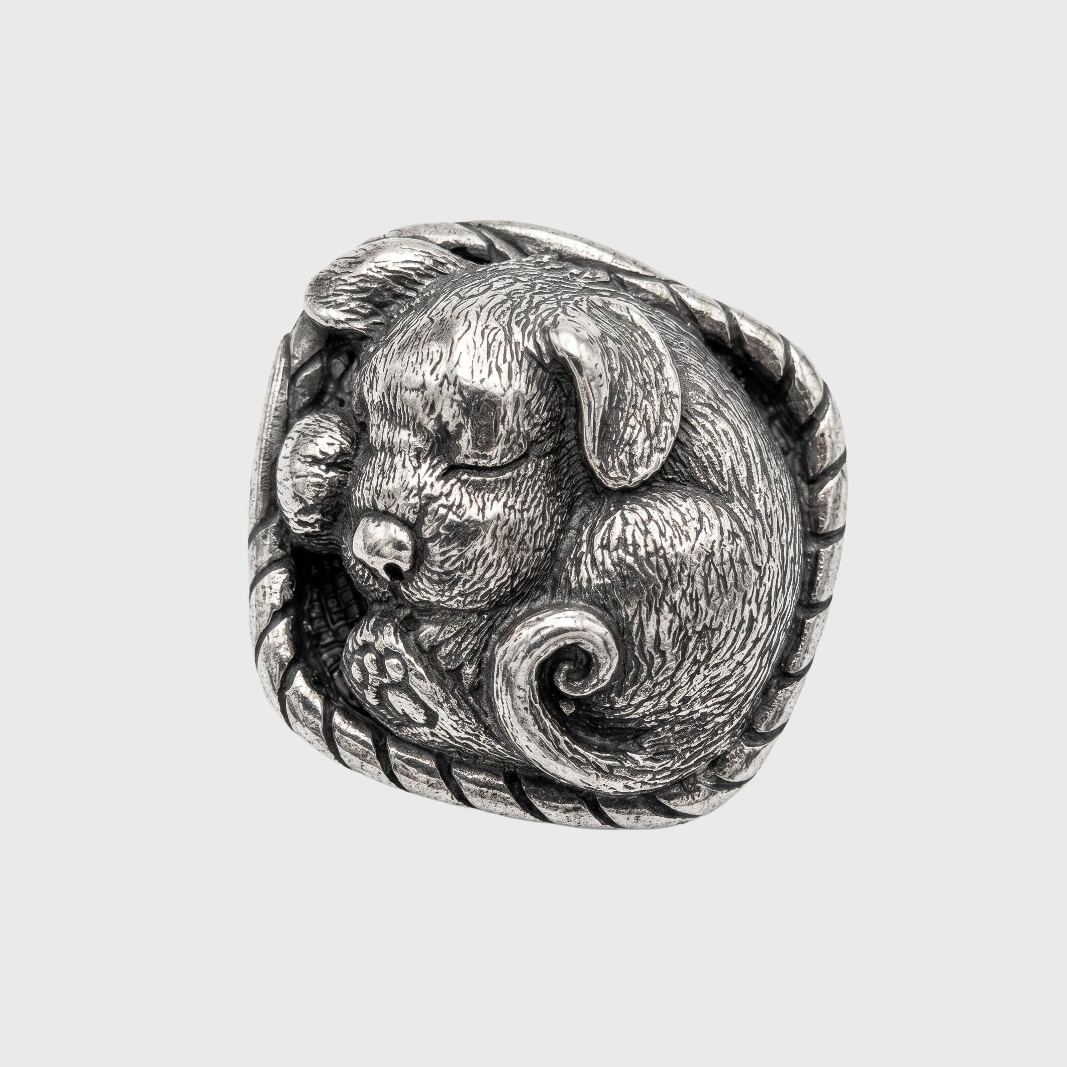 Sleeping Puppy in Basket – Bronze Miniature, Desk Decor & Keychain