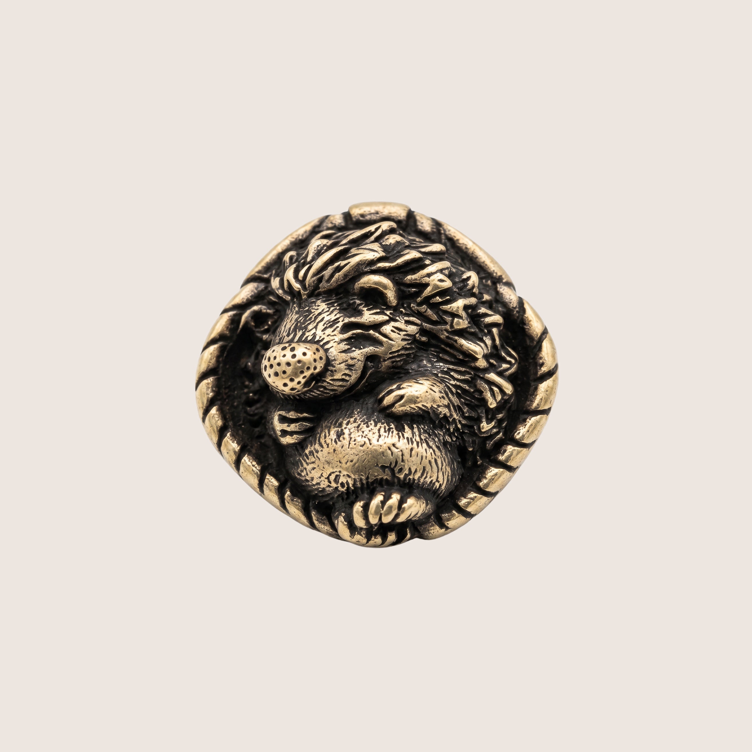 Sleeping Hedgehog in Basket – Bronze Miniature, Desk Decor & Keychain