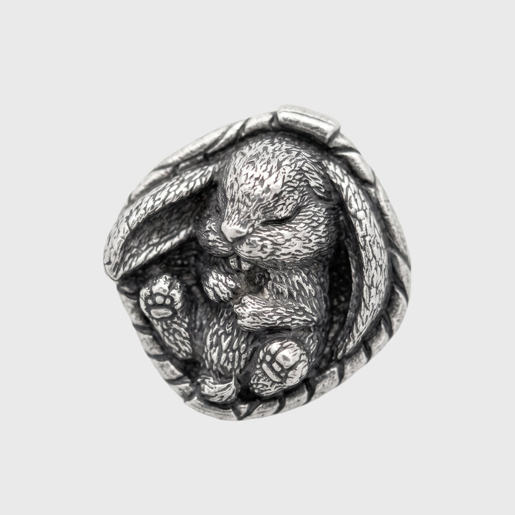 Sleeping Bunny in Basket – Bronze Miniature, Desk Decor & Keychain