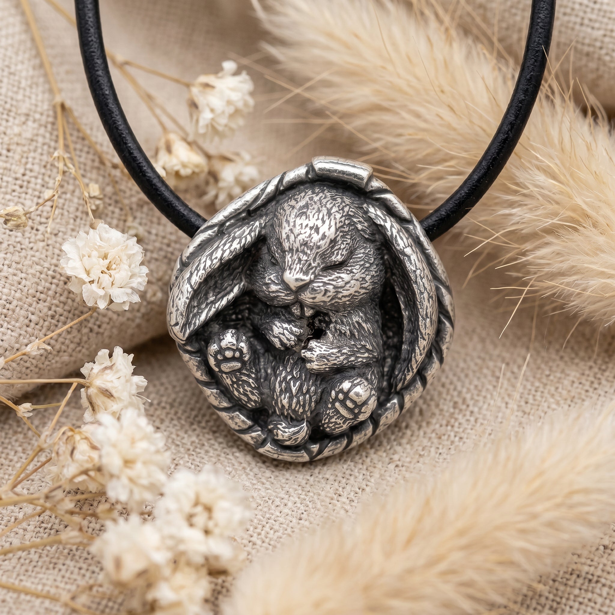 Sleeping Bunny in Basket – Bronze Miniature, Desk Decor & Keychain