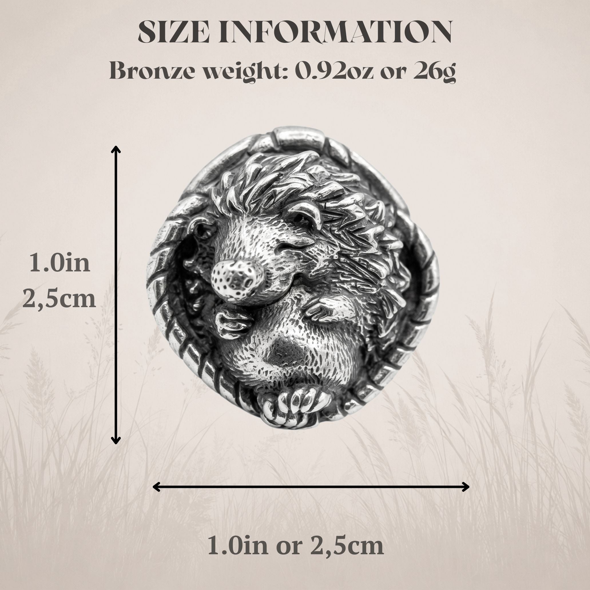 Sleeping Hedgehog in Basket – Bronze Miniature, Desk Decor & Keychain
