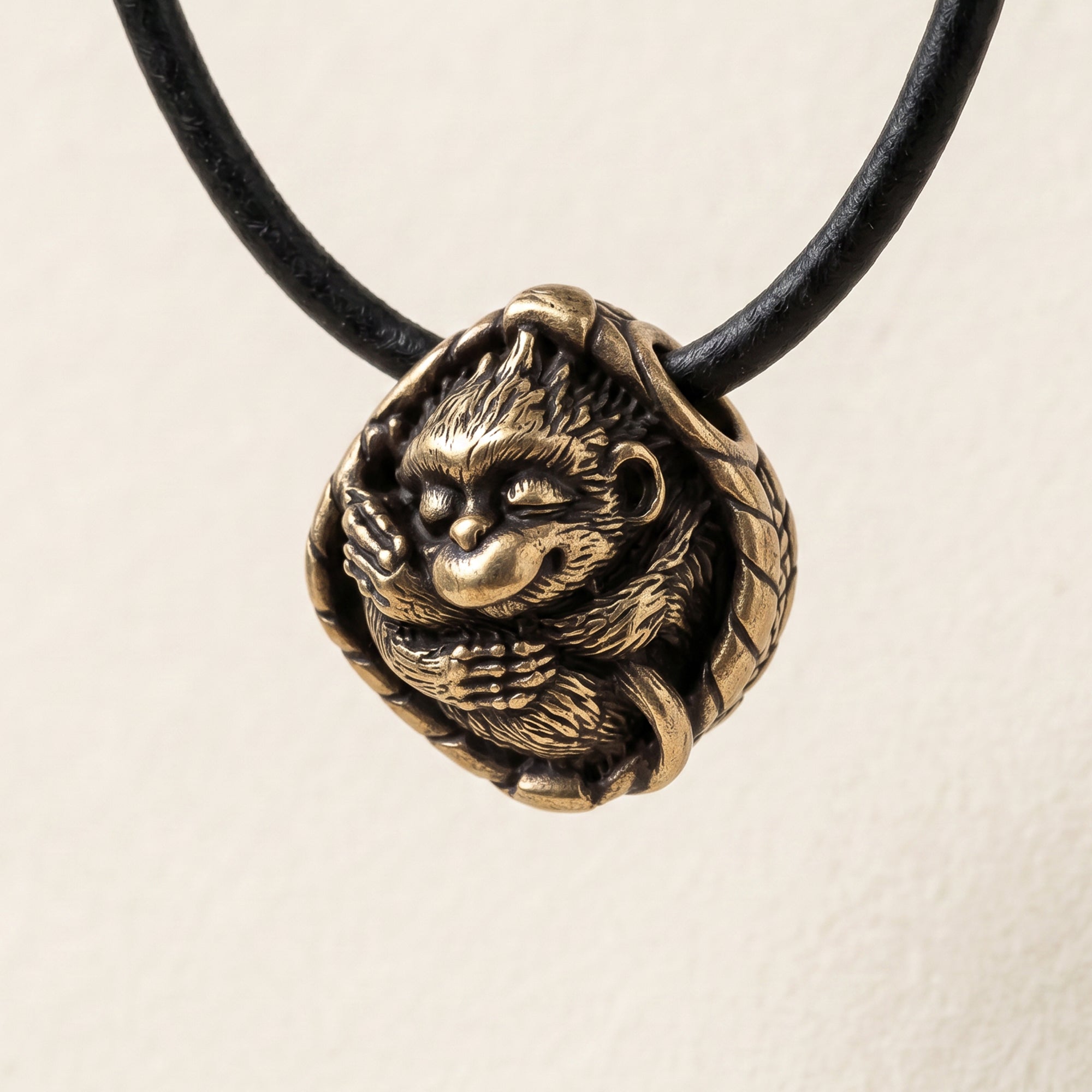Sleeping Monkey in Basket – Bronze Miniature, Desk Decor & Keychain