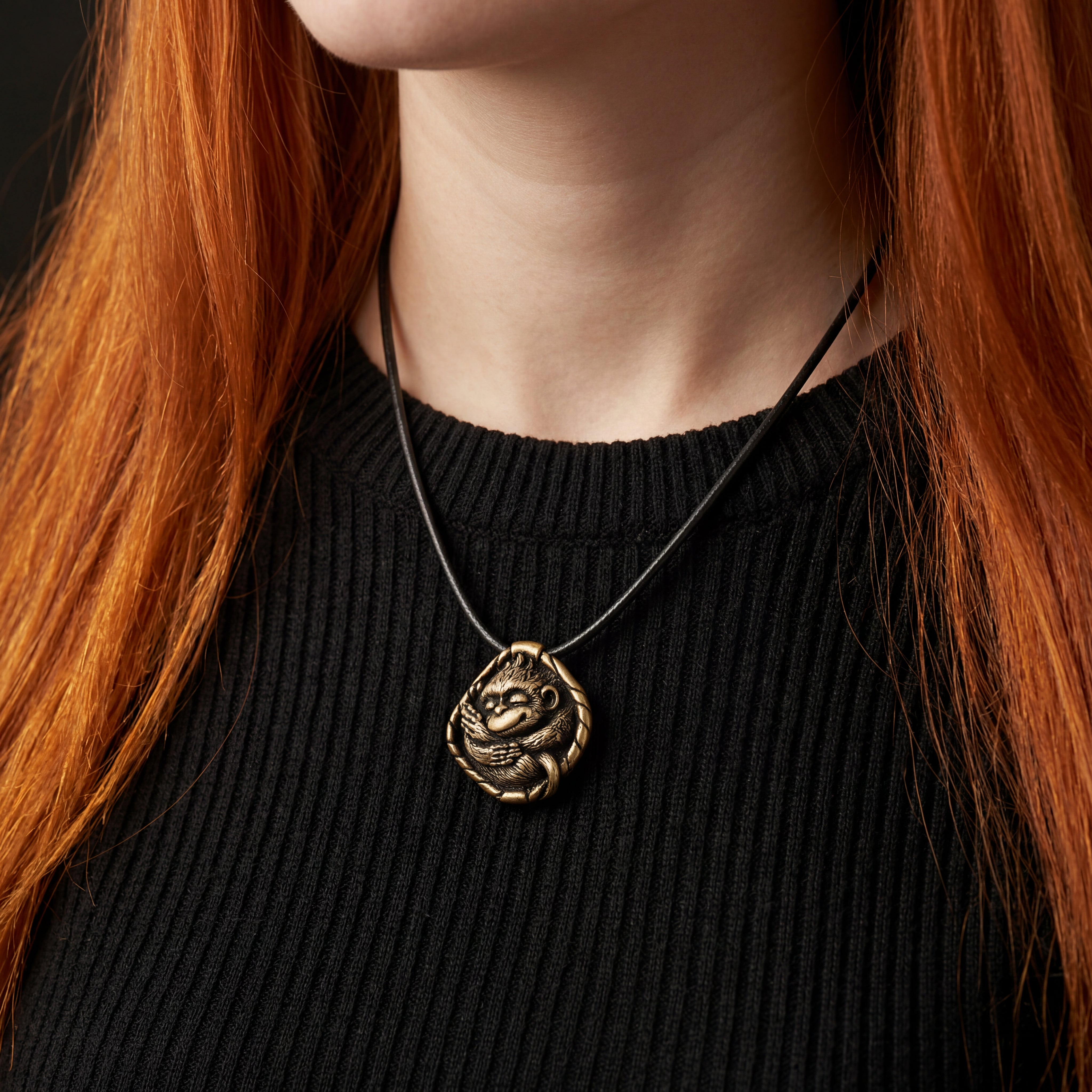 Sleeping Monkey in Basket – Bronze Miniature, Desk Decor & Keychain