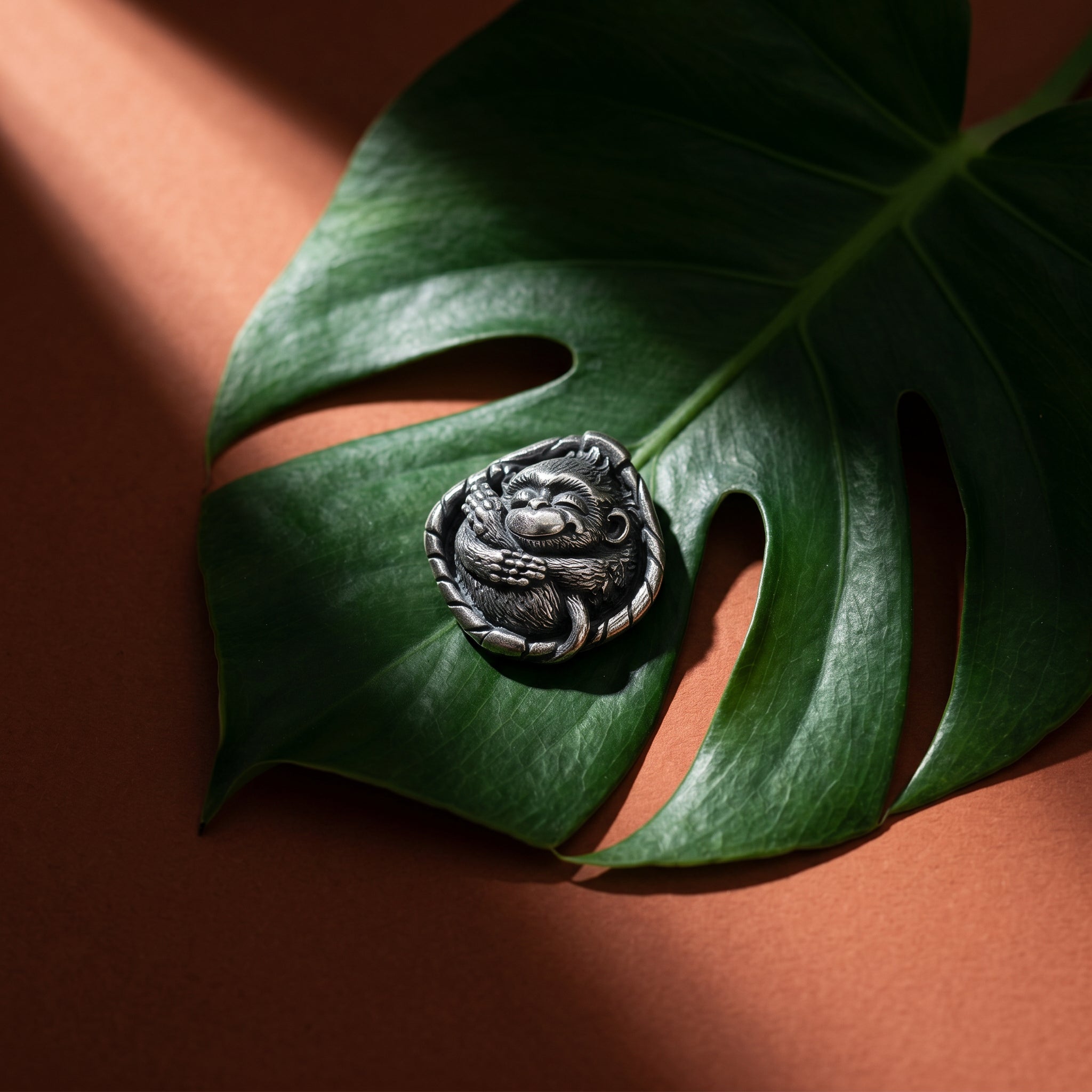 Sleeping Monkey in Basket – Bronze Miniature, Desk Decor & Keychain