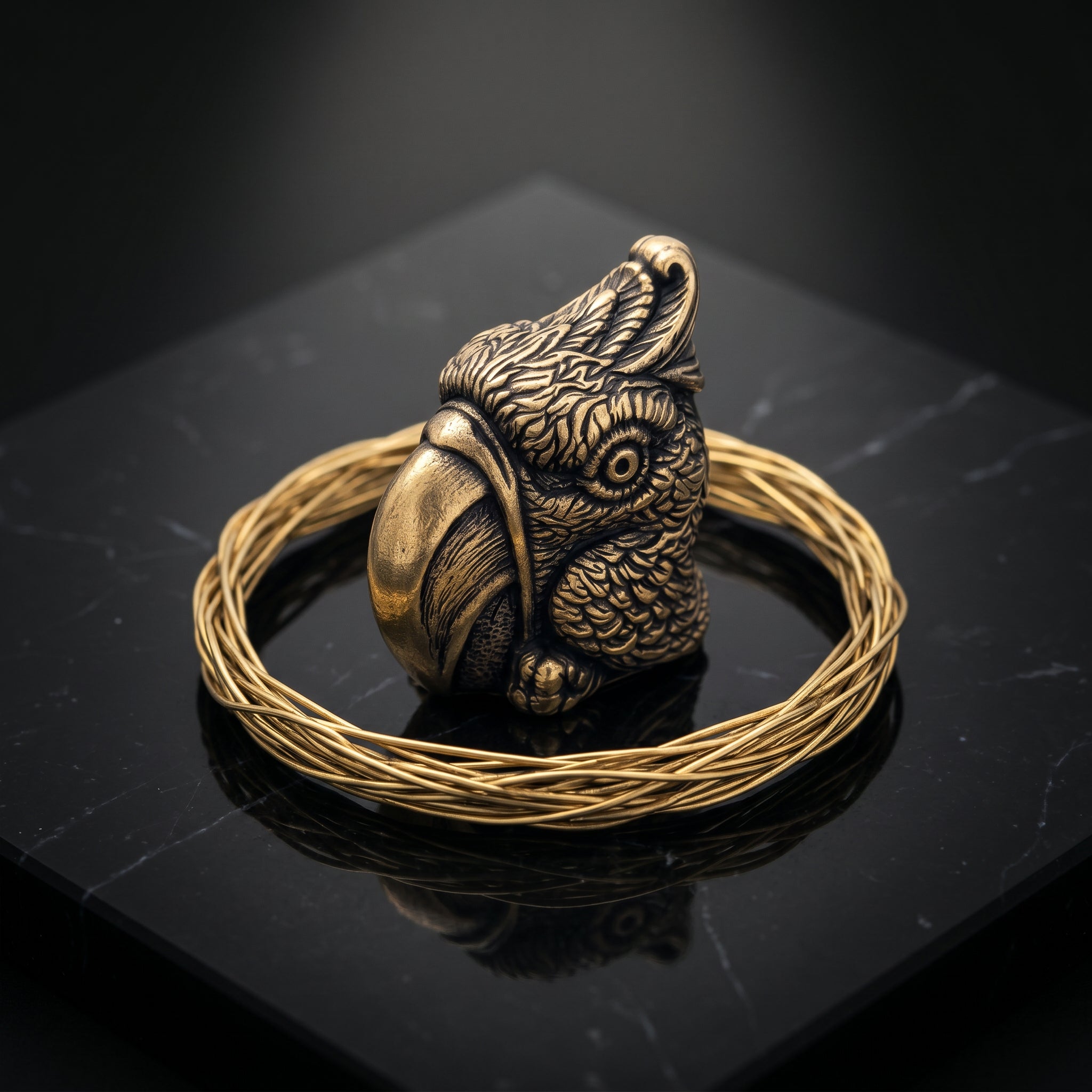 Parrot Bronze Figurine – Handmade Miniature Sculpture