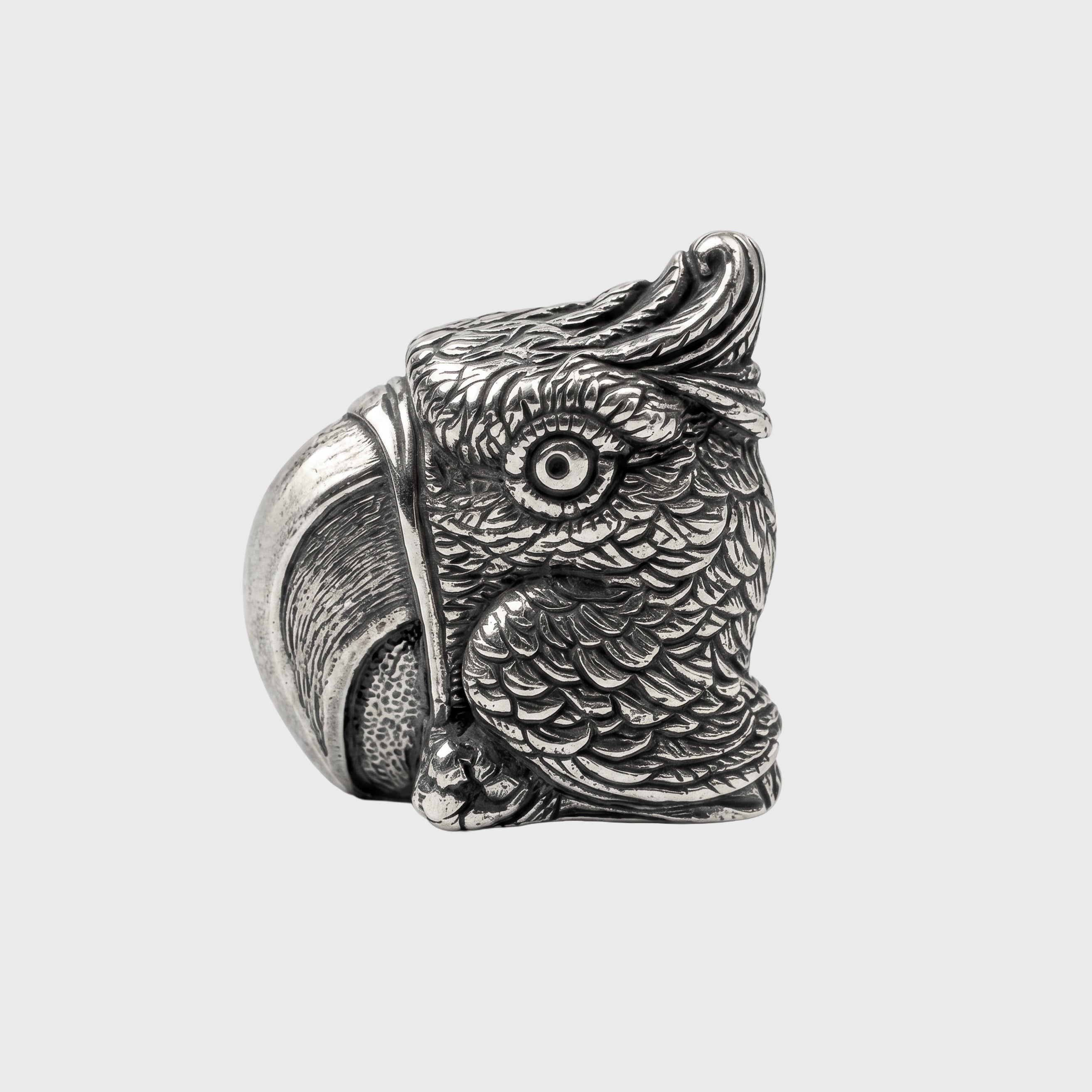 Parrot Silver-plated Bronze Figurine – Handmade Miniature Sculpture