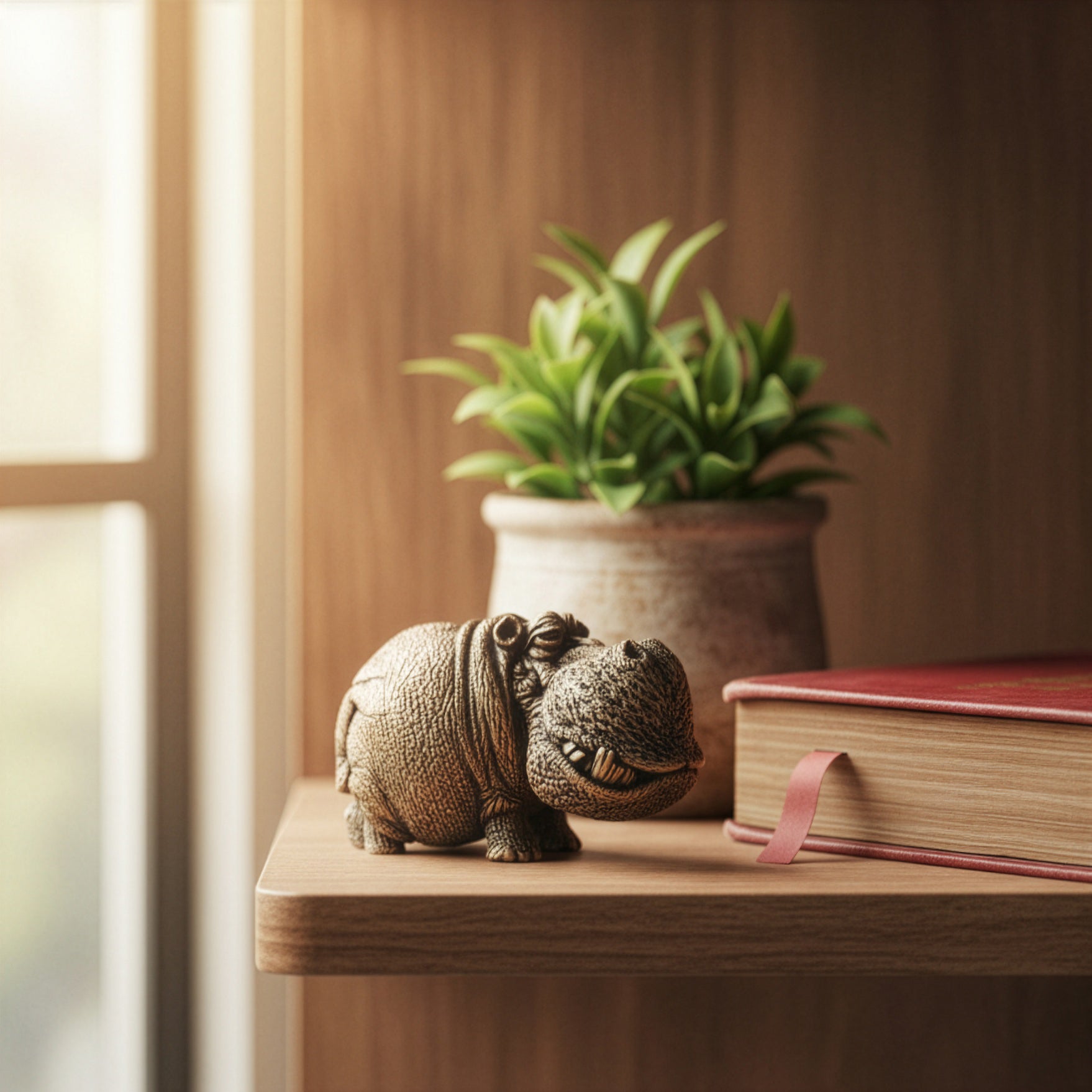 Hippopotamus Bronze Figurine – Miniature Handmade Wildlife Gift