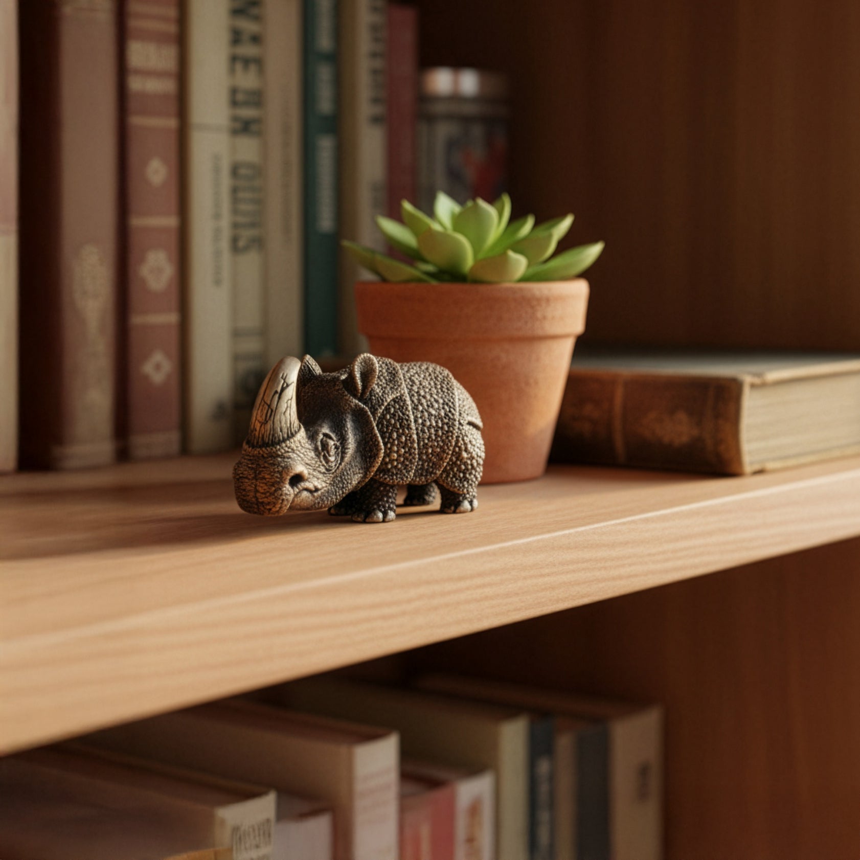 Rhino Bronze Figurine – Handmade Miniature Collectible Gift