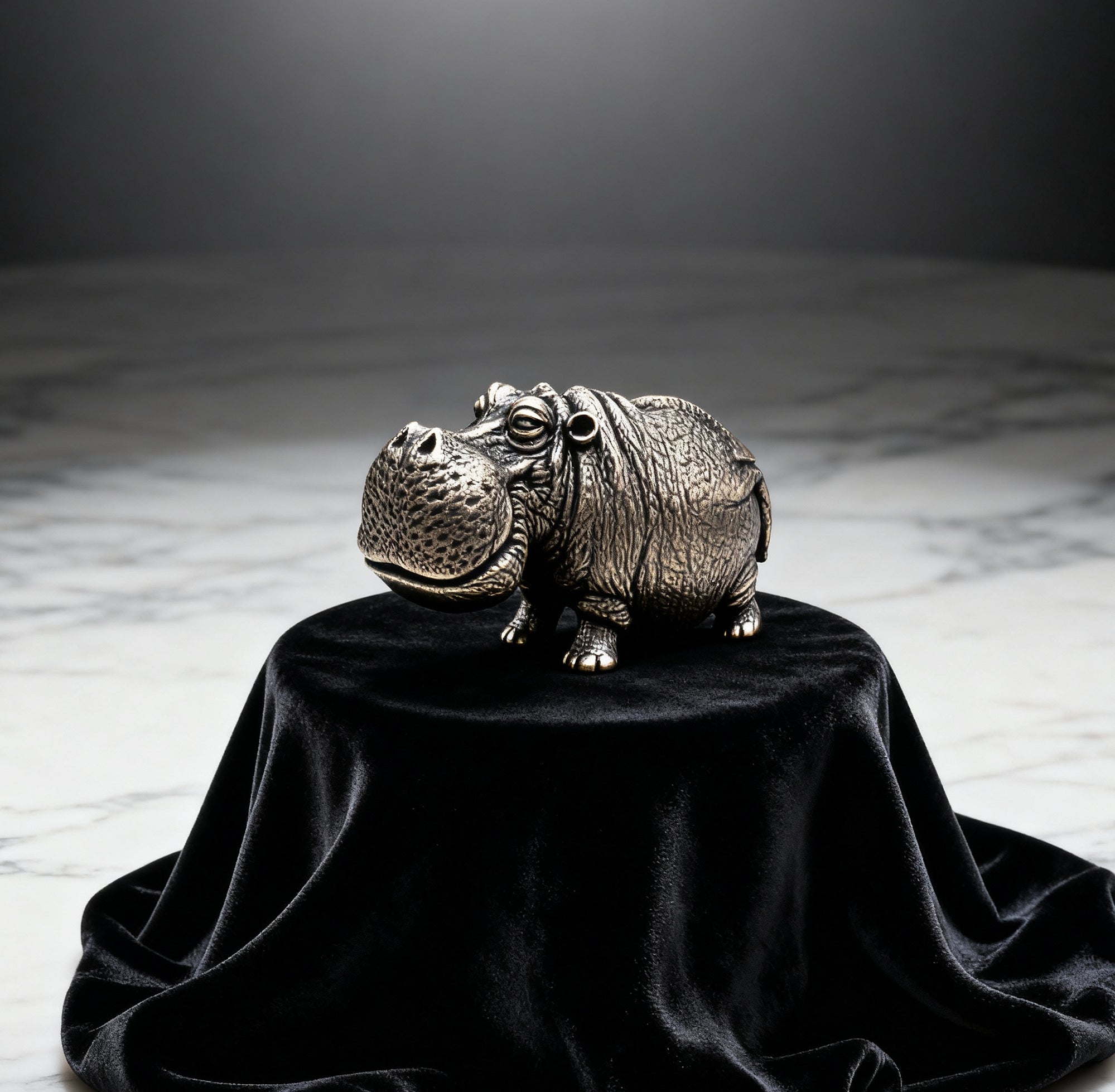 Hippopotamus Bronze Figurine – Miniature Handmade Wildlife Gift