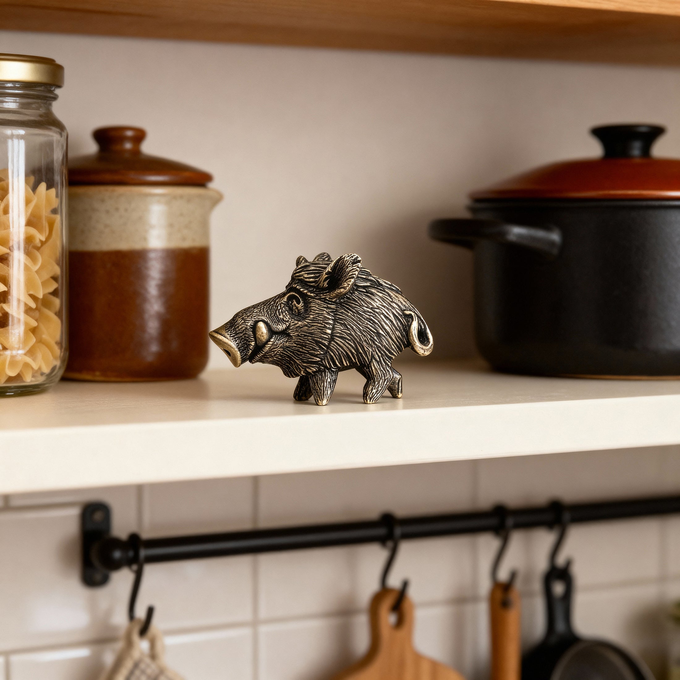 Wild Boar Bronze Figurine – Handcrafted Miniature Gift for Collectors