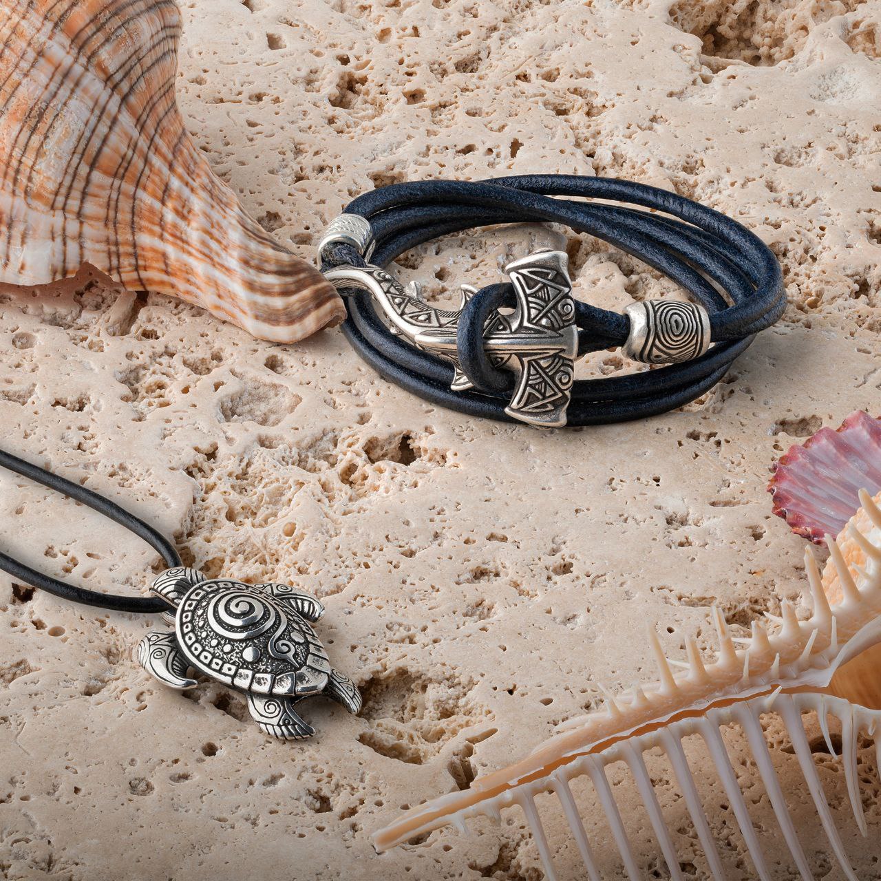 #color_navy blue cord / Silver-plated bronze metal