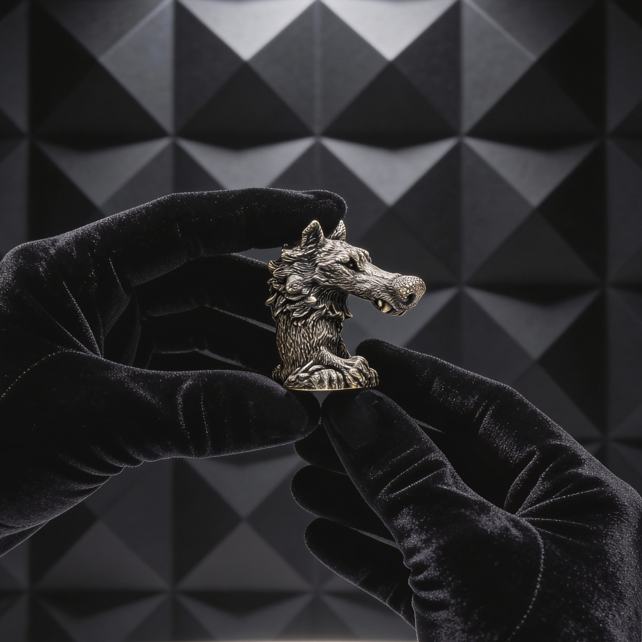 Wolf Bronze Figurine – Handcrafted Miniature Wildlife Statuette