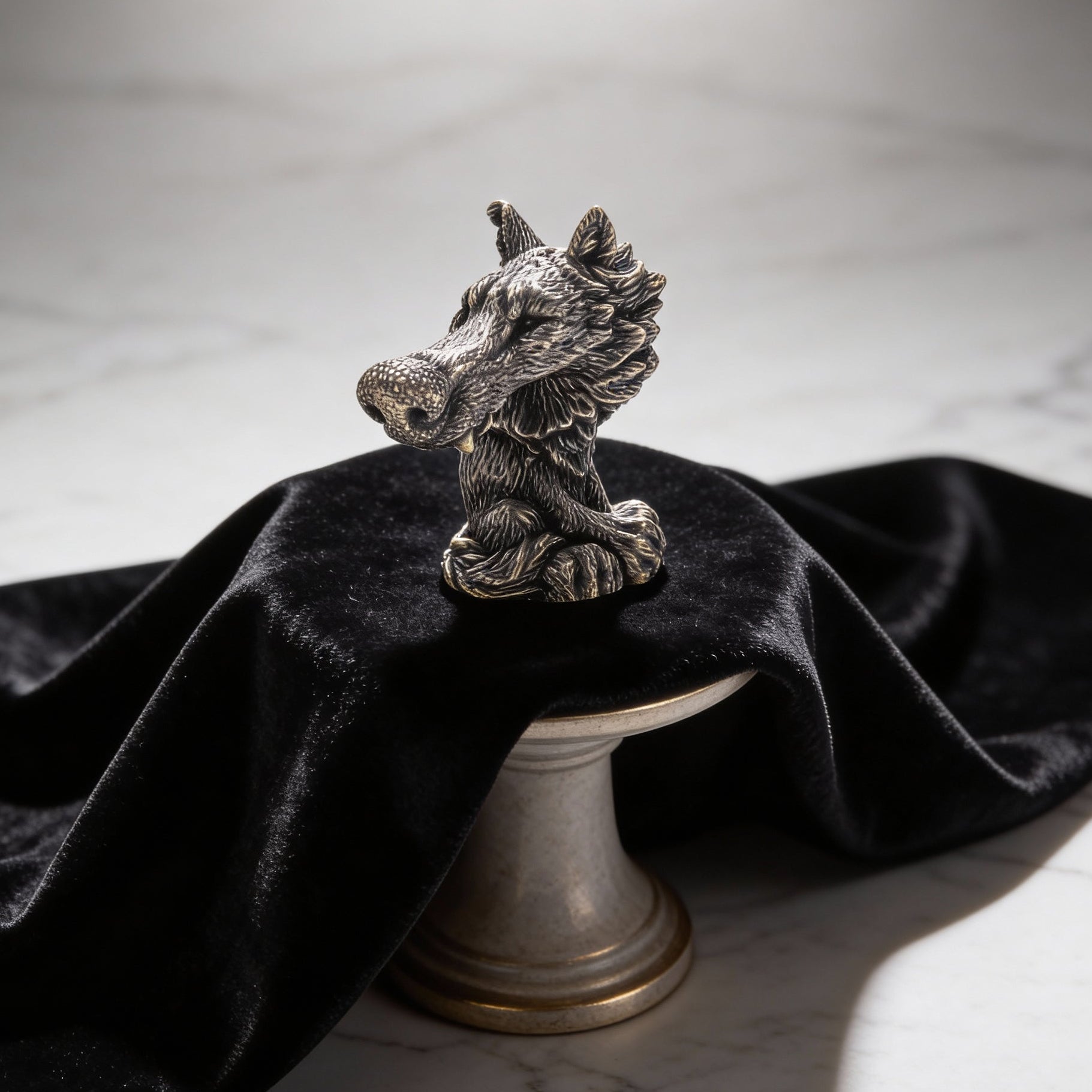 Wolf Bronze Figurine – Handcrafted Miniature Wildlife Statuette