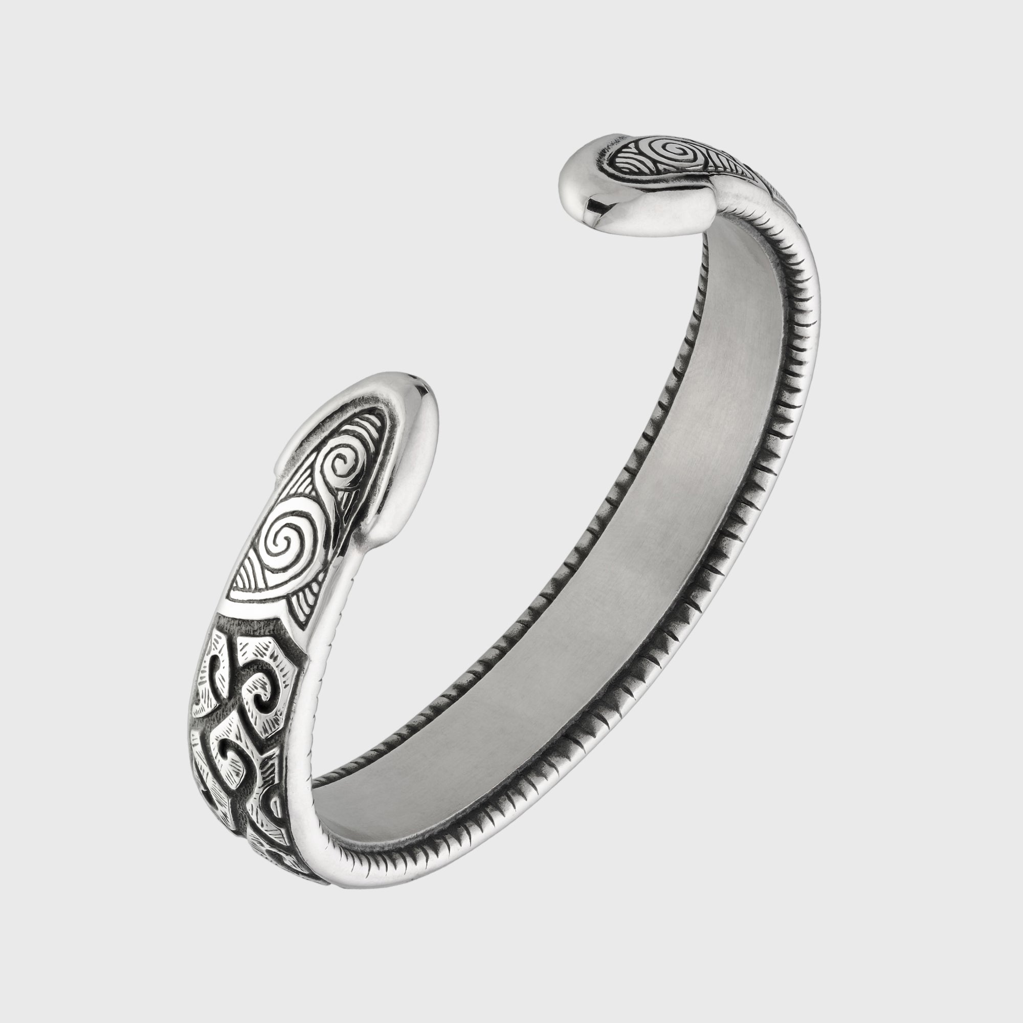 Maori Koru Pewter Bracelet – Adjustable Tribal Ocean Cuff Gift
