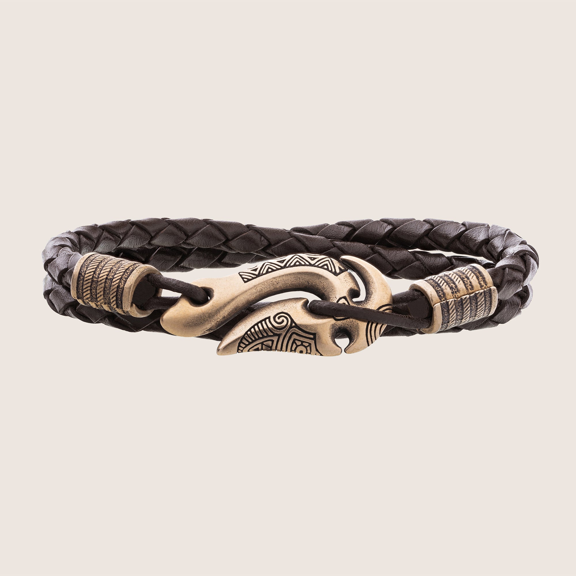 Fish Hook Leather Bracelet – Handmade Hei Matau Maori Jewelry