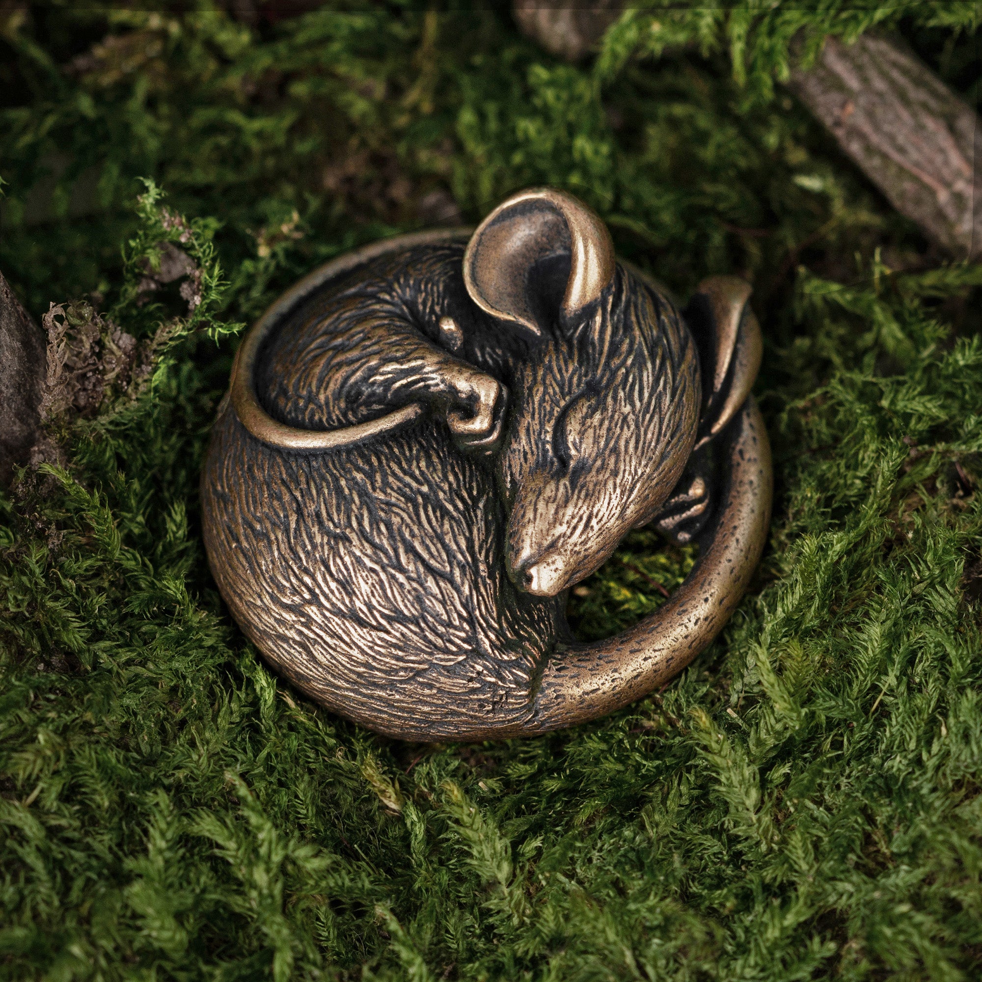 Sleeping Mouse Bronze Figurine – Handmade Miniature & Pendant