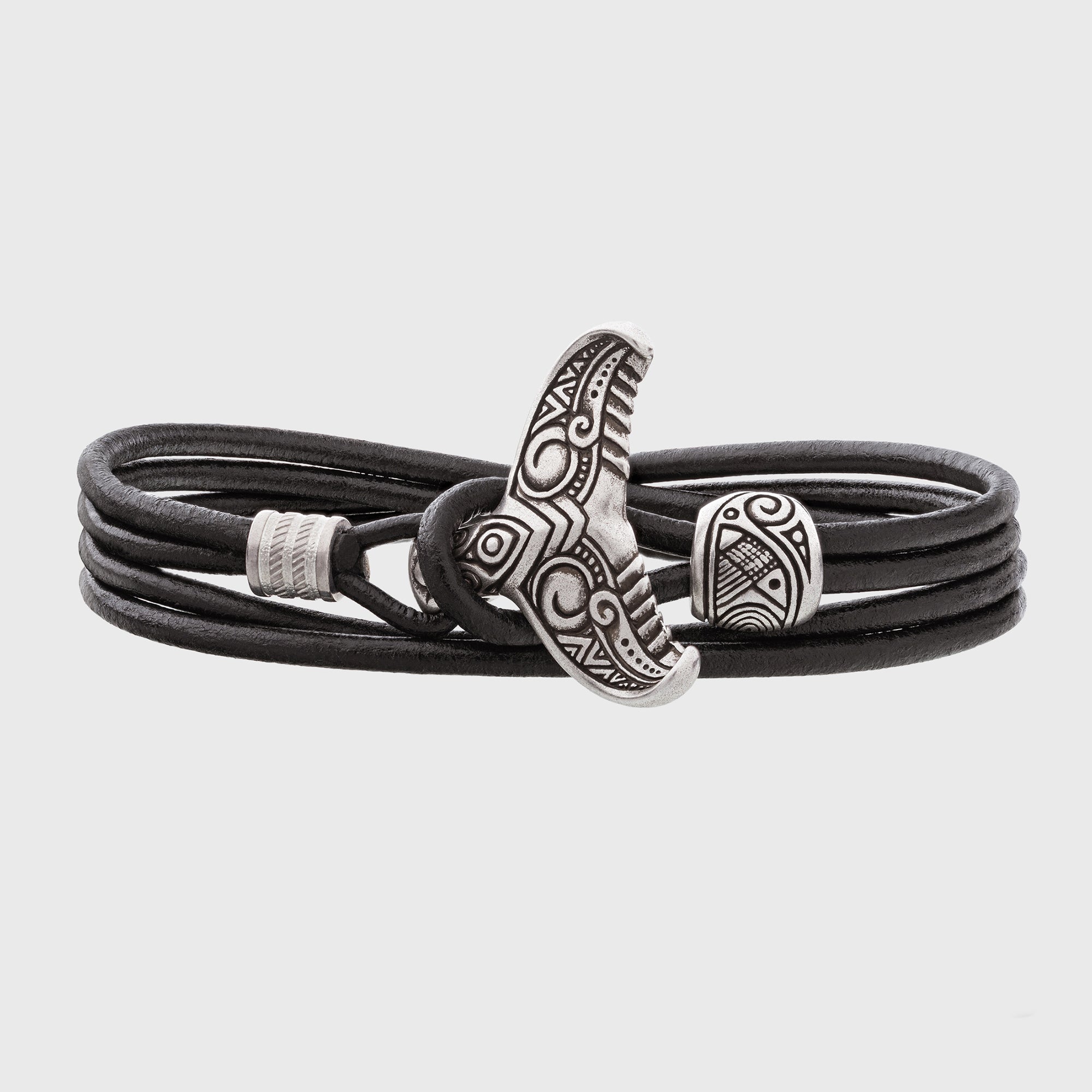 Whale Tail Leather Bracelet – Handmade Bronze Ocean Jewelry