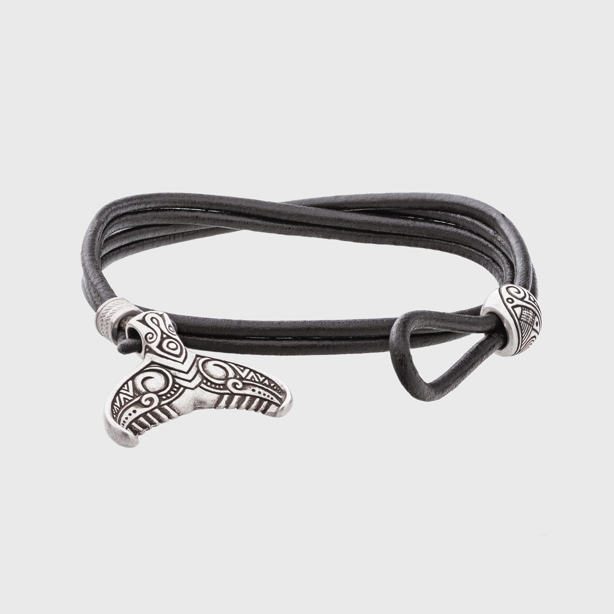 Whale Tail Leather Bracelet – Handmade Bronze Ocean Jewelry