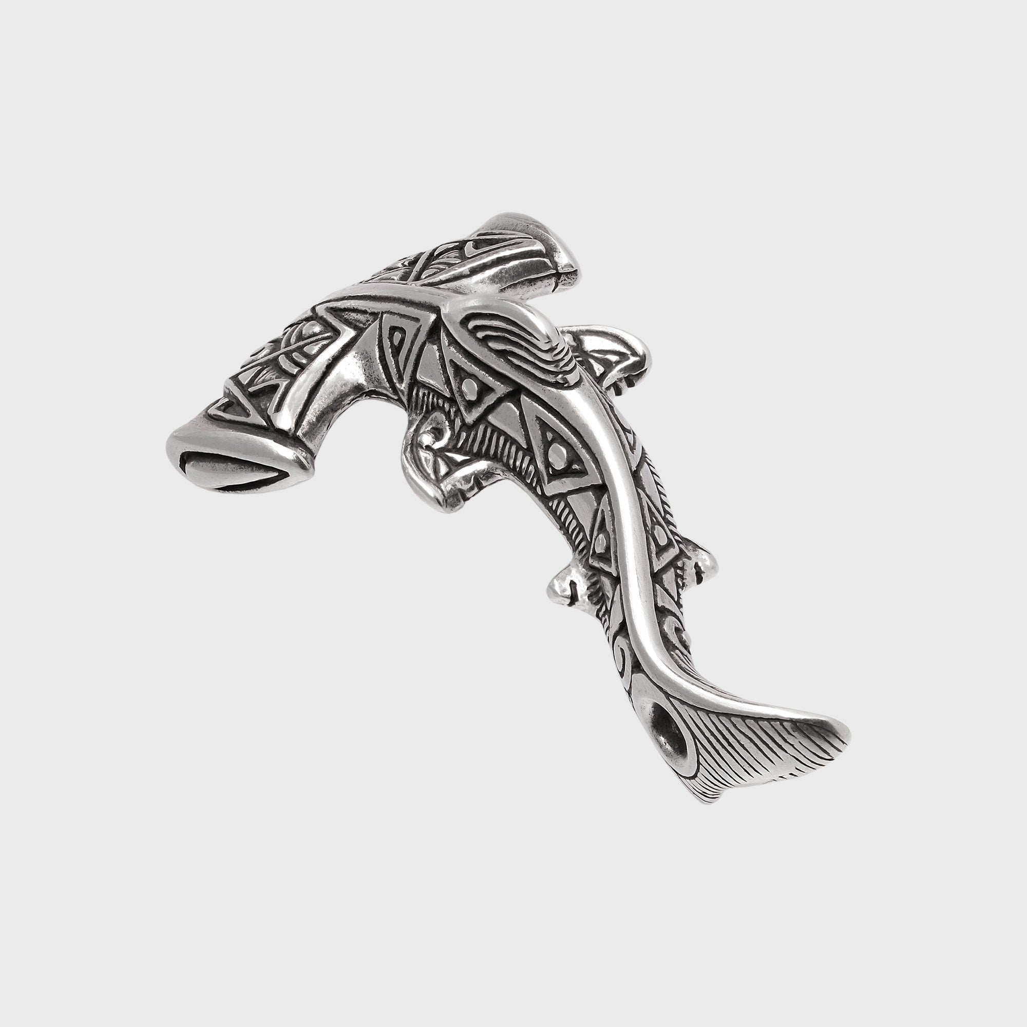 Hammerhead Shark Silver Pendant – Handmade Ocean Tribal Jewelry