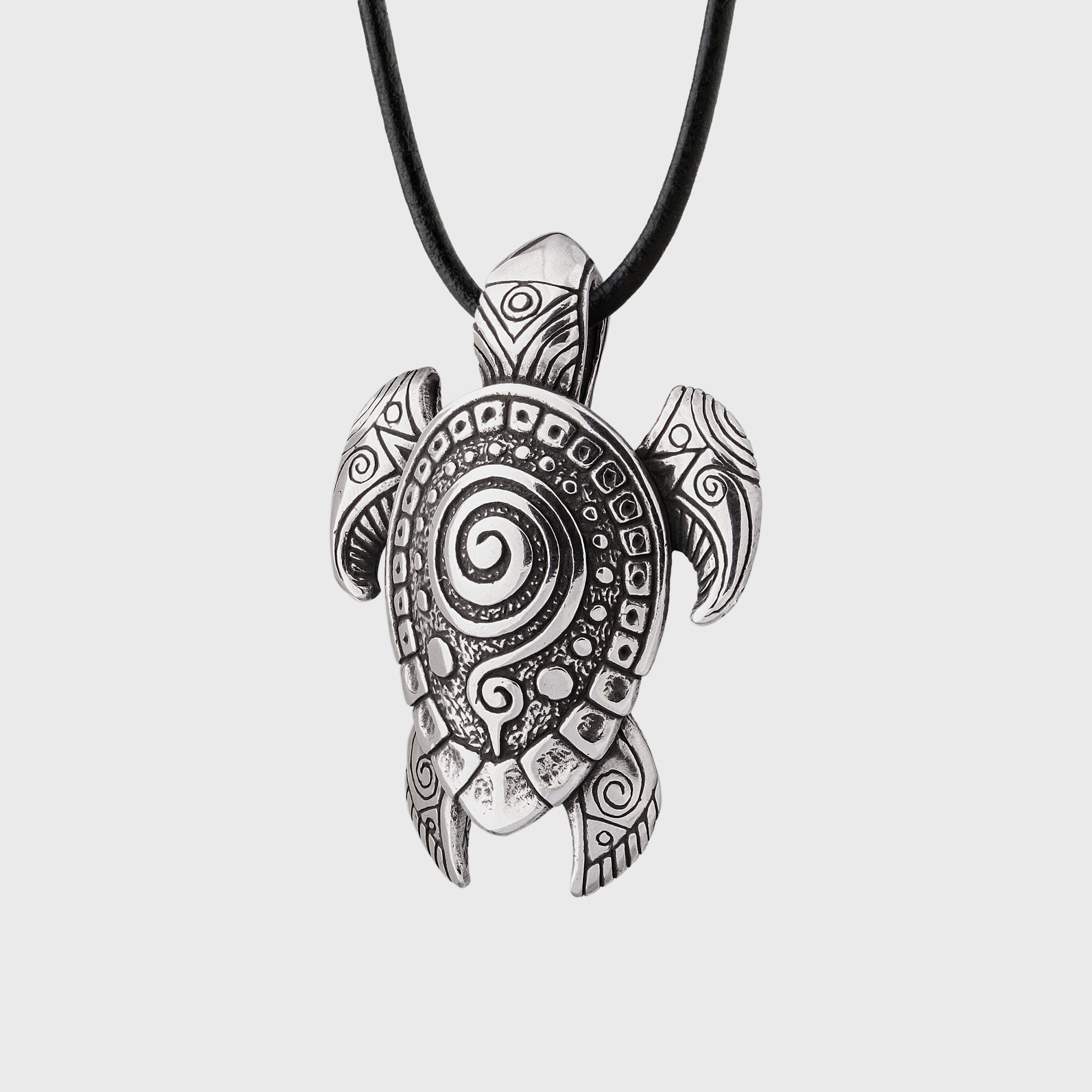 Turtle Sterling Silver Pendant – Handmade Ocean Tribal Jewelry