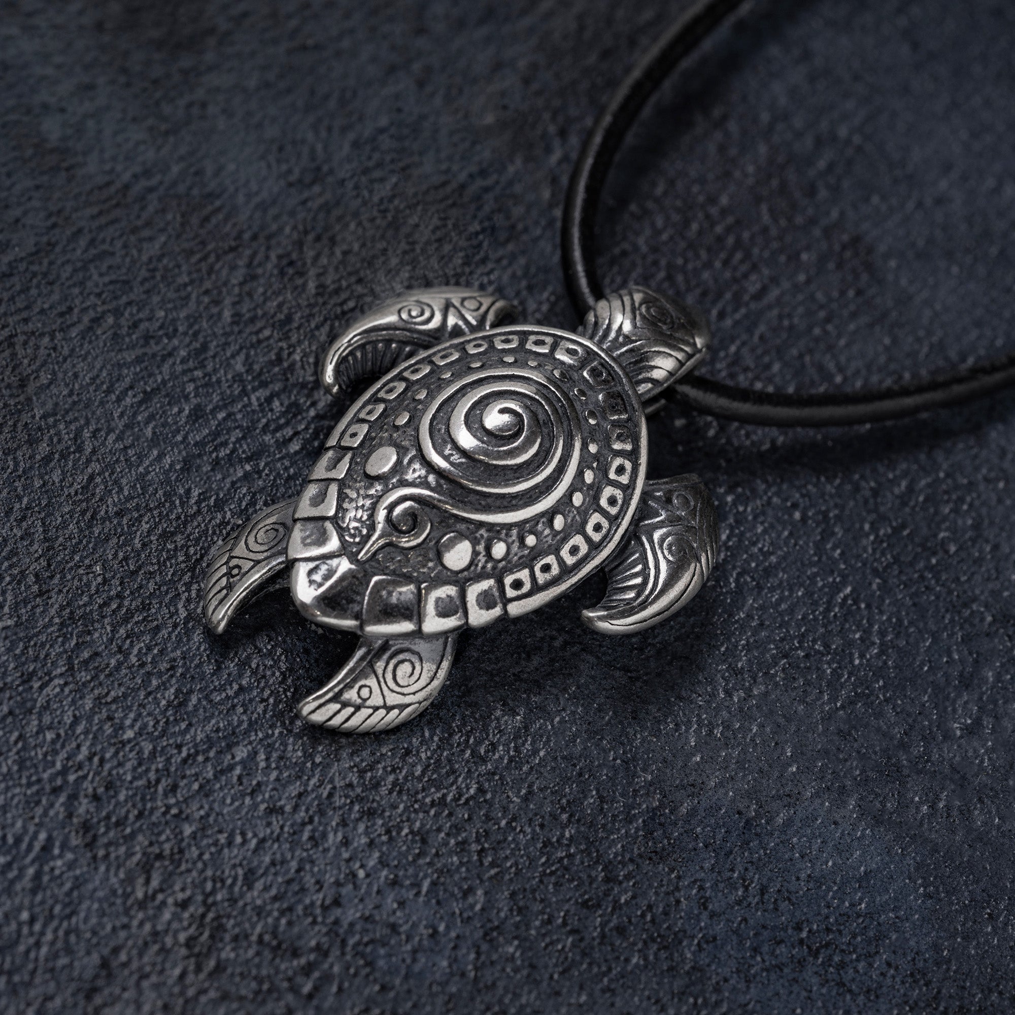 Turtle Sterling Silver Pendant – Handmade Ocean Tribal Jewelry