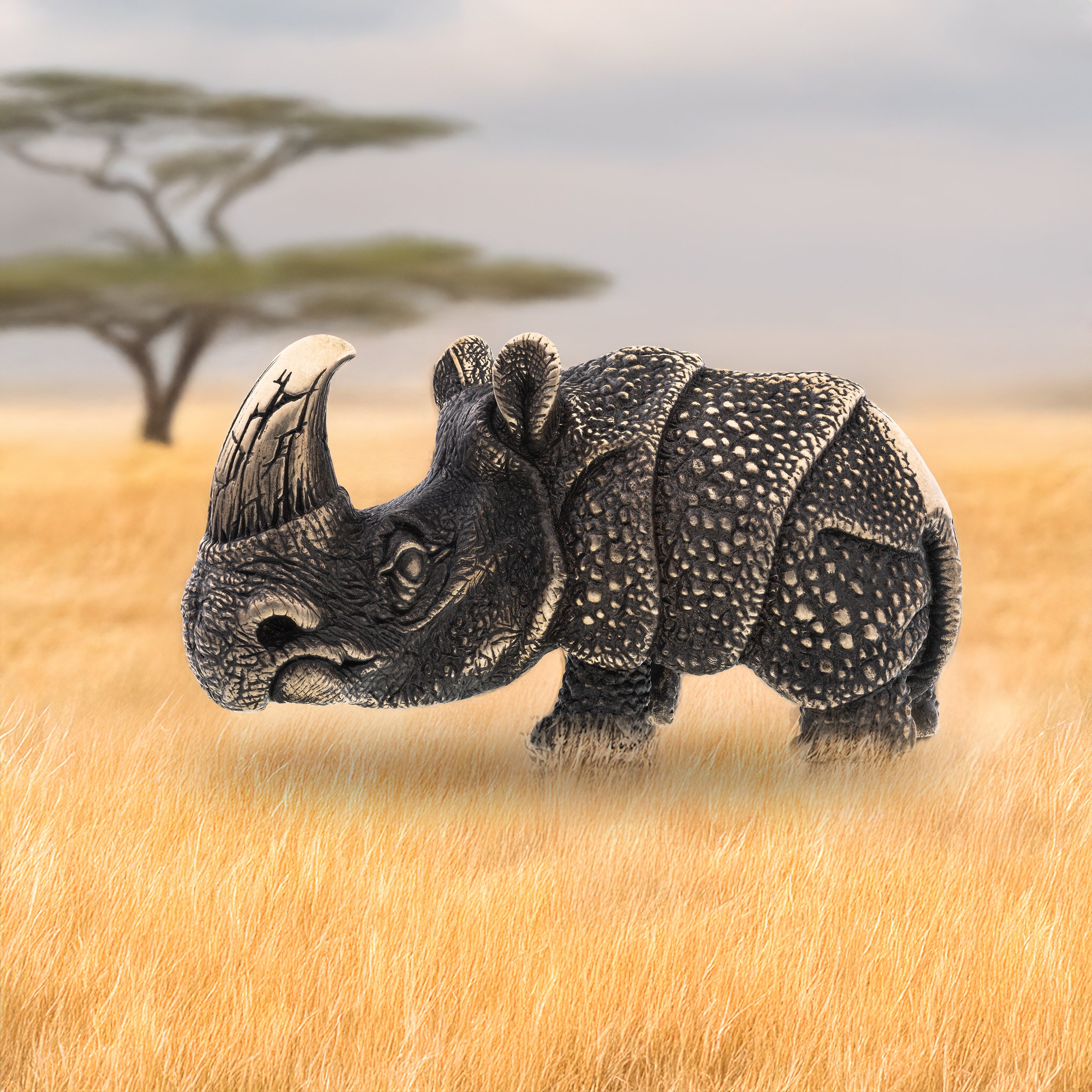 Rhino Bronze Figurine – Handmade Miniature Collectible Gift