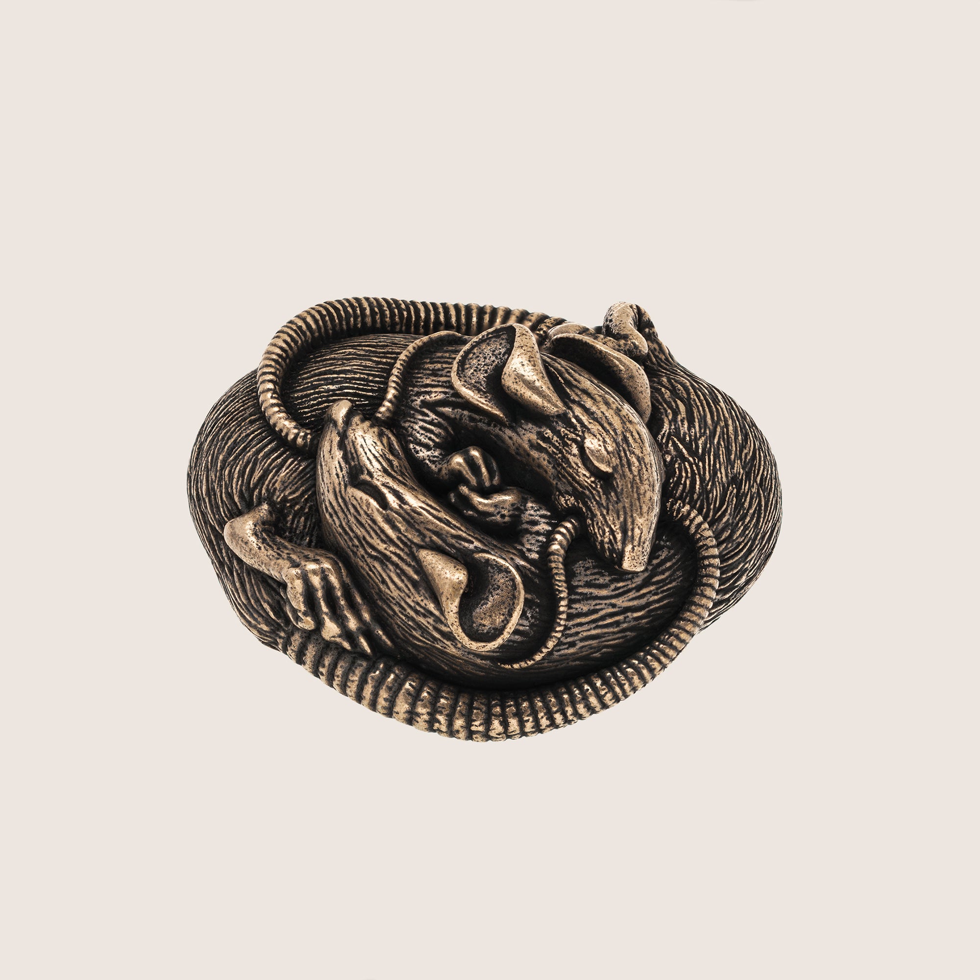Sleeping Rats Bronze Figurine – Handmade Miniature & Pendant