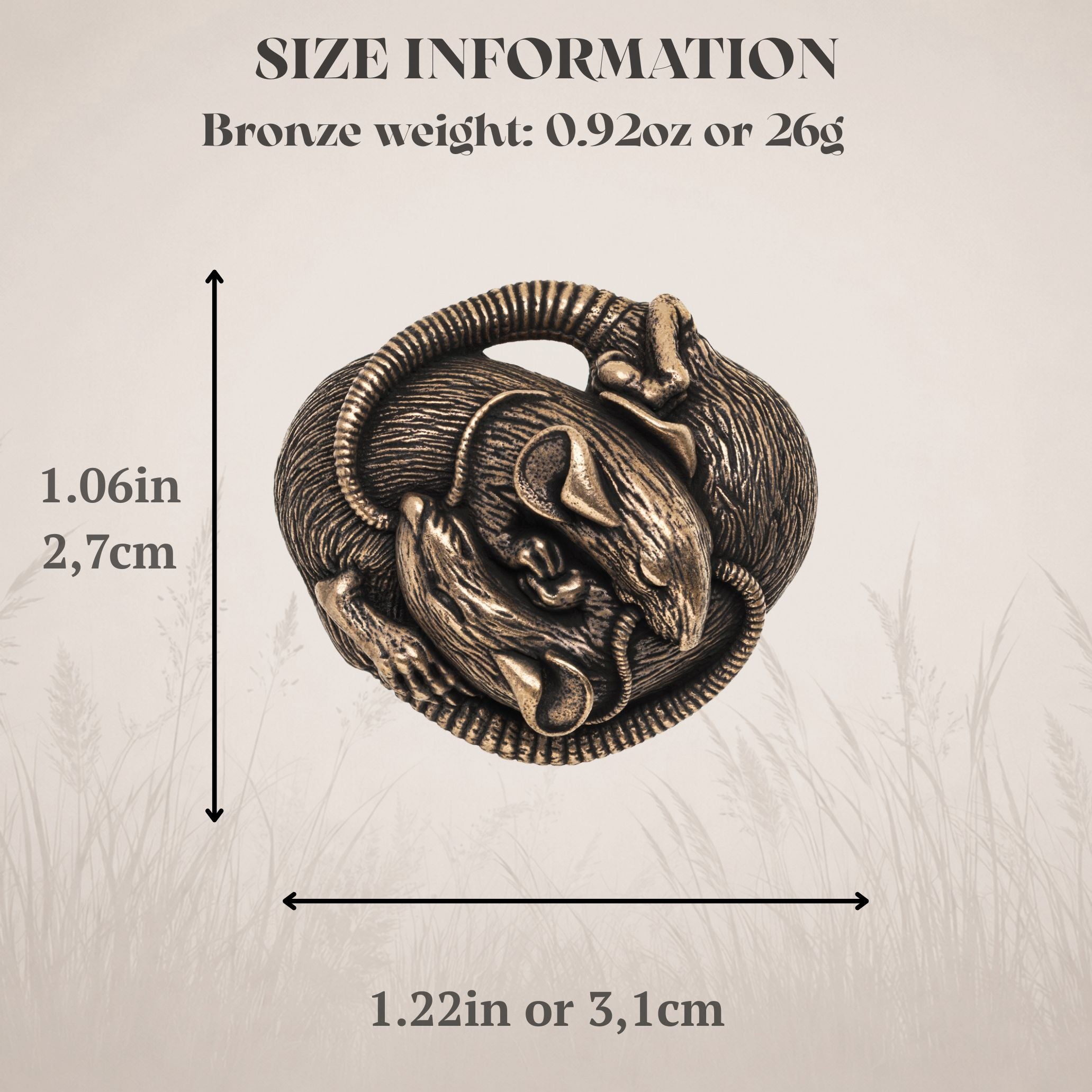 Sleeping Rats Bronze Figurine – Handmade Miniature & Pendant