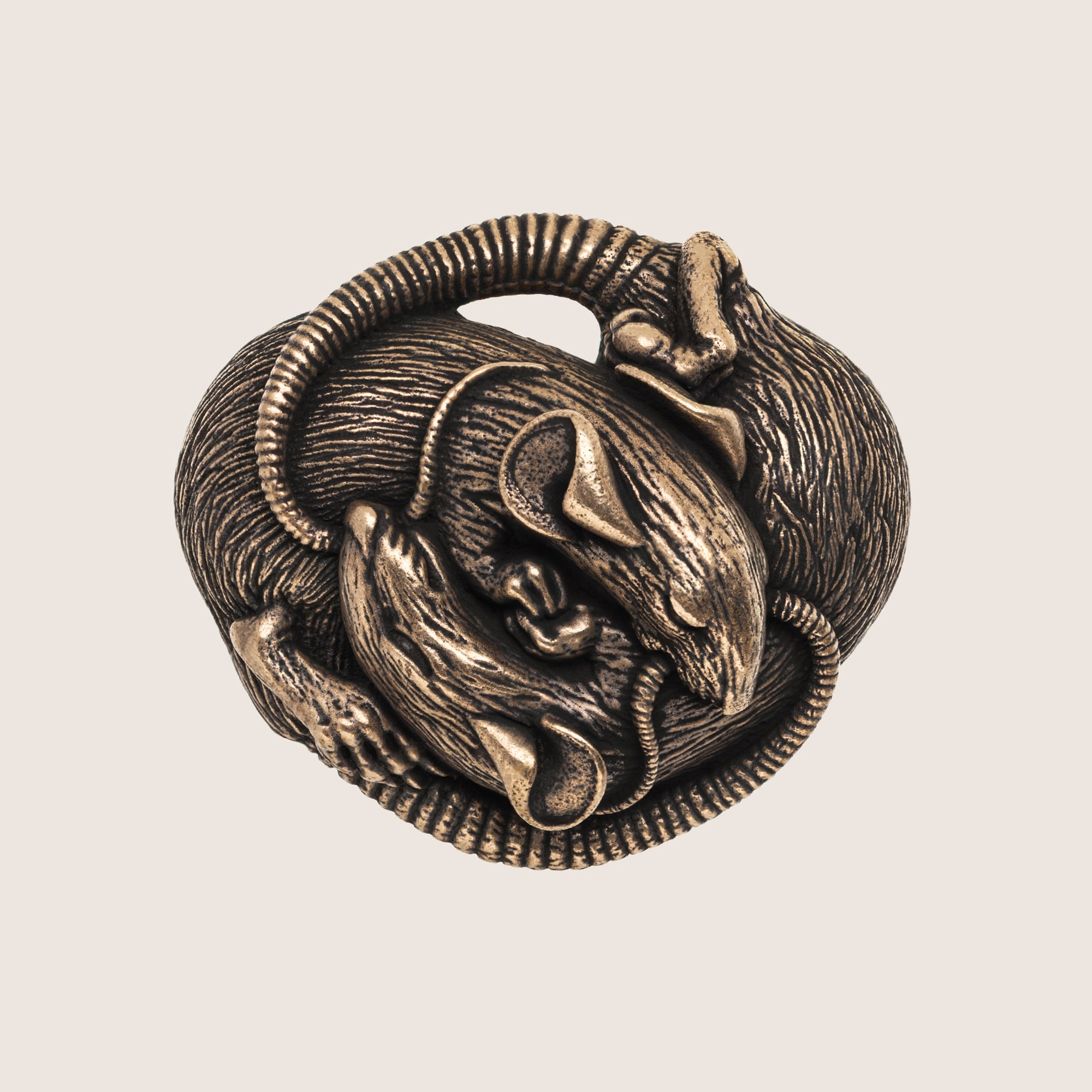 Sleeping Rats Bronze Figurine – Handmade Miniature & Pendant