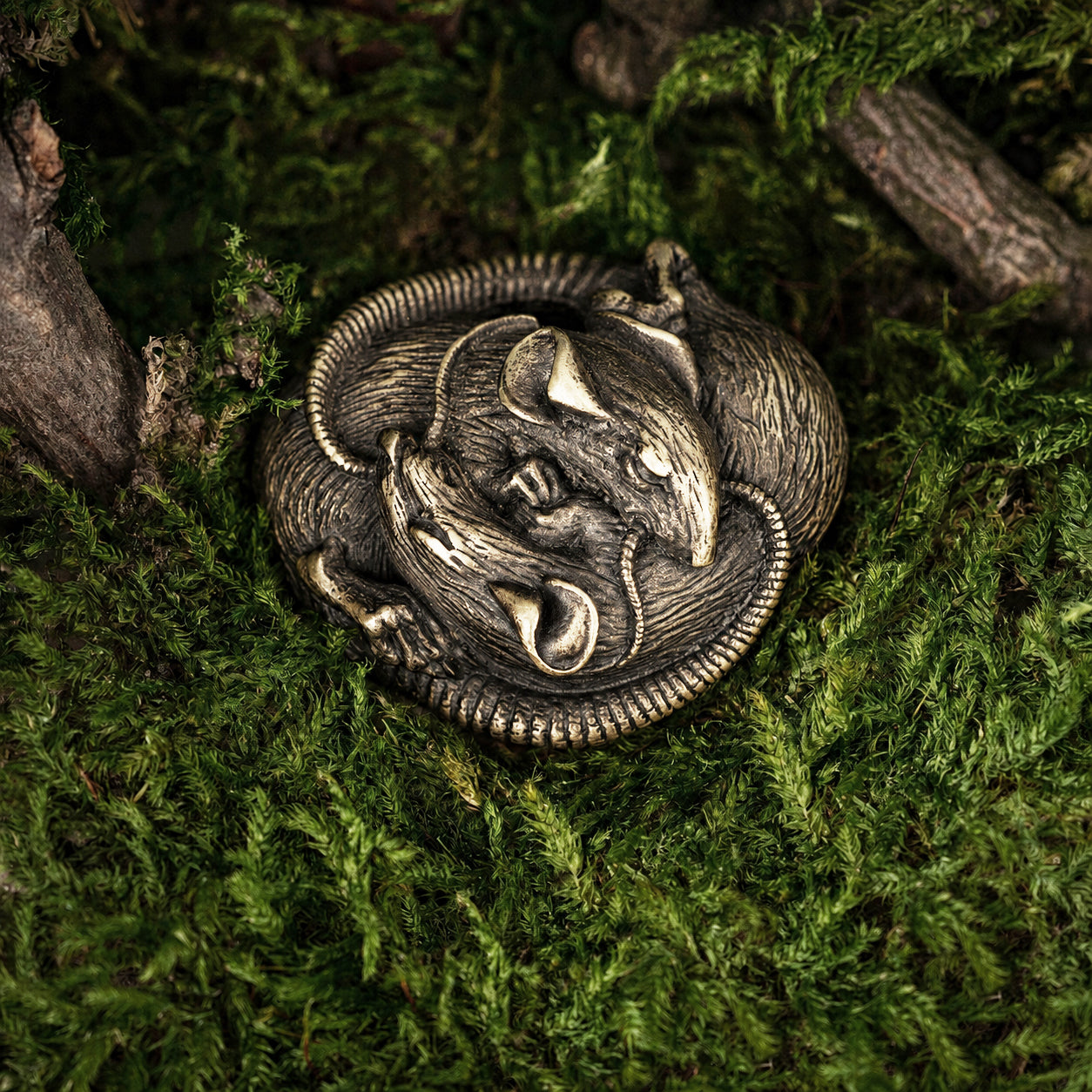 Sleeping Rats Bronze Figurine – Handmade Miniature & Pendant