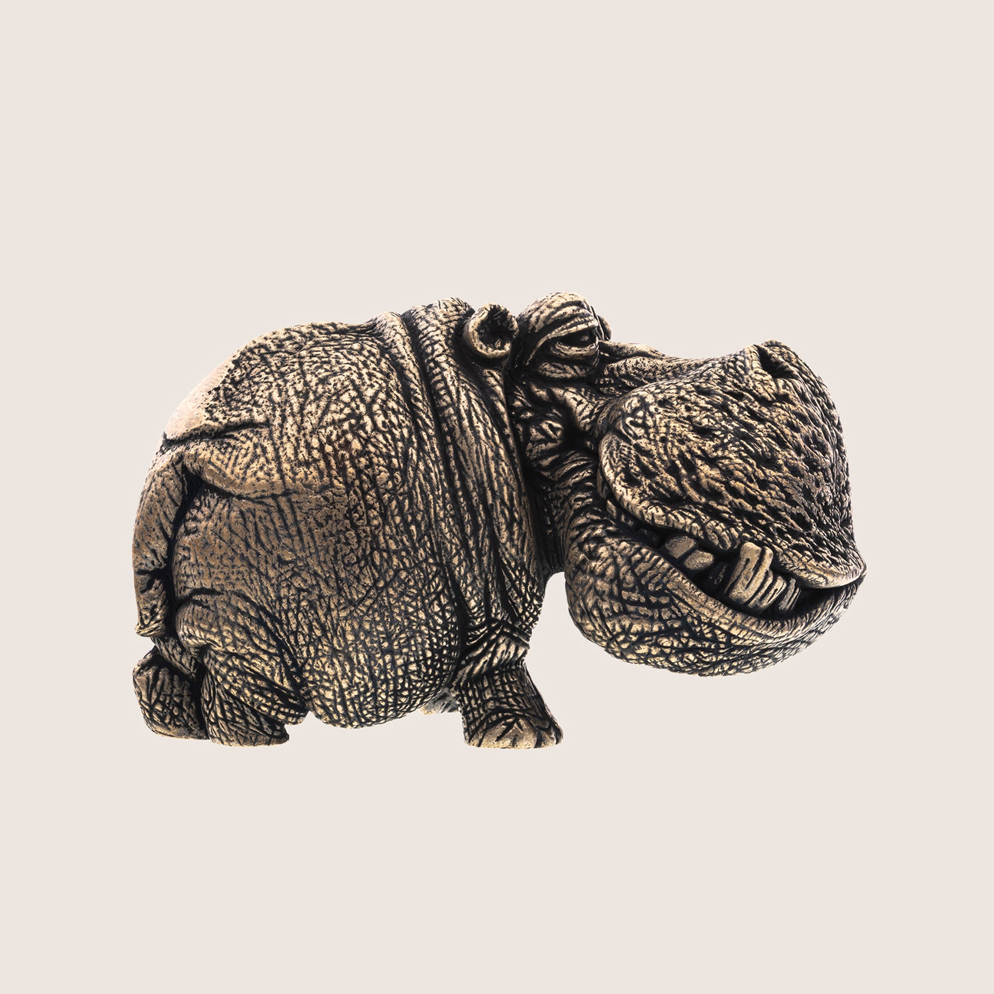 Hippopotamus Bronze Figurine – Miniature Handmade Wildlife Gift