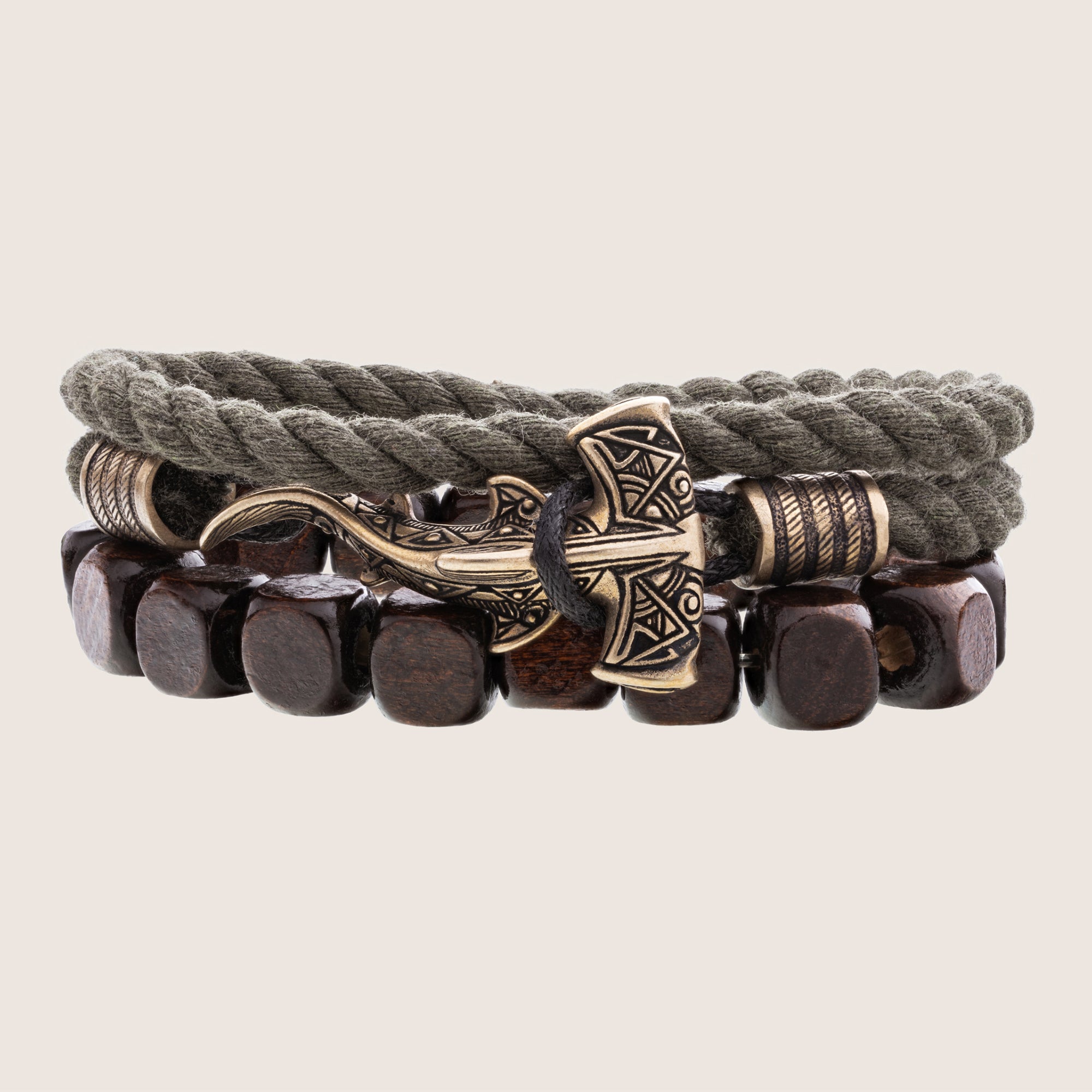Hammerhead Shark Bracelet Set – Cotton Cord & Wooden Bead Bracelets