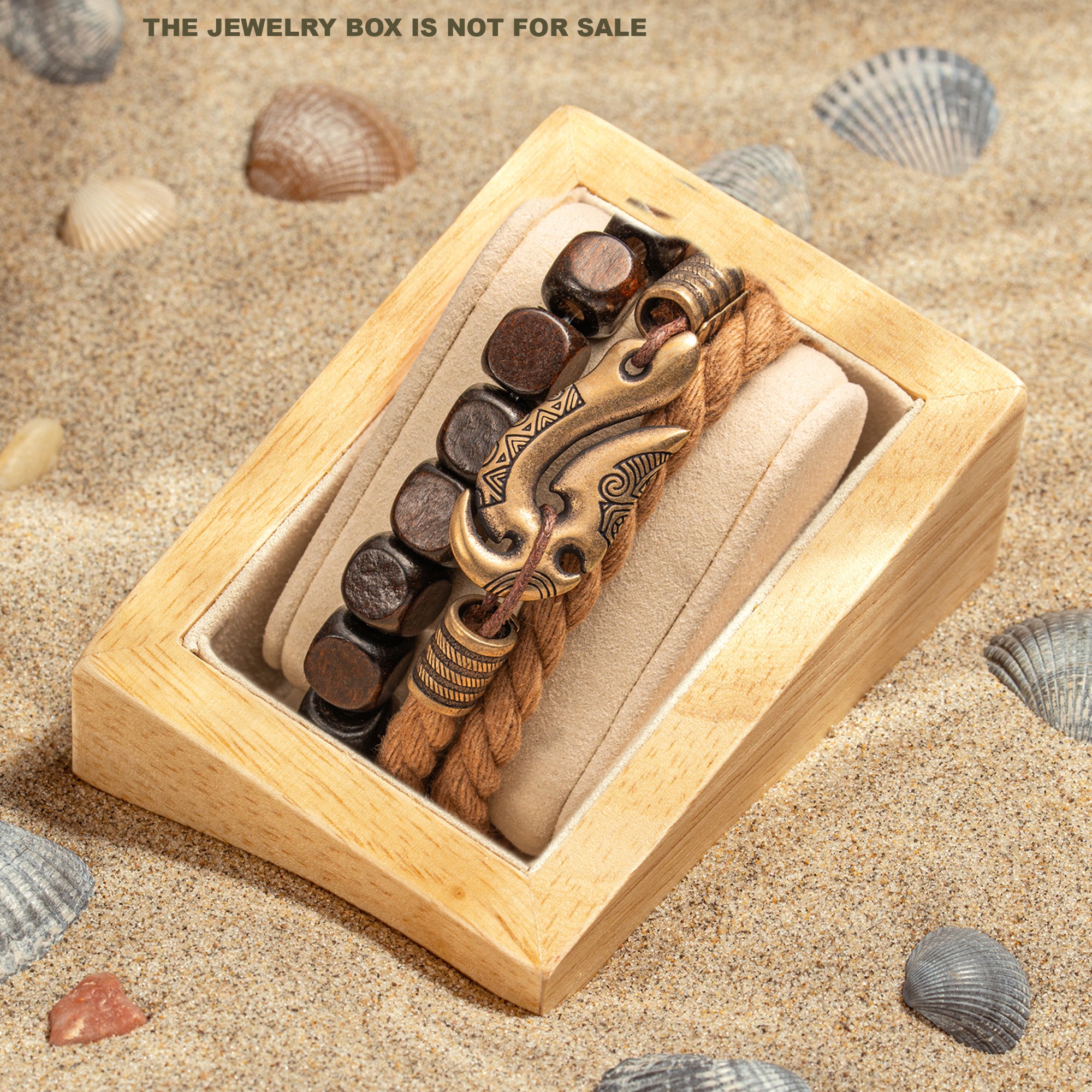 Hei Matau Fish Hook Bracelet Set – Cotton Cord & Wooden Bead Bracelets
