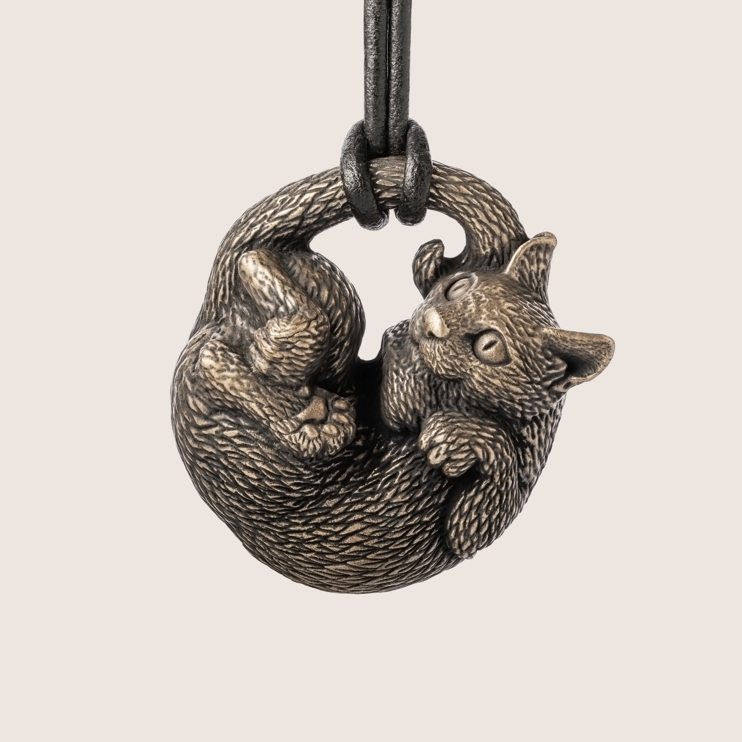 Cat Bronze Miniature – Handmade Figurine & Wearable Pendant