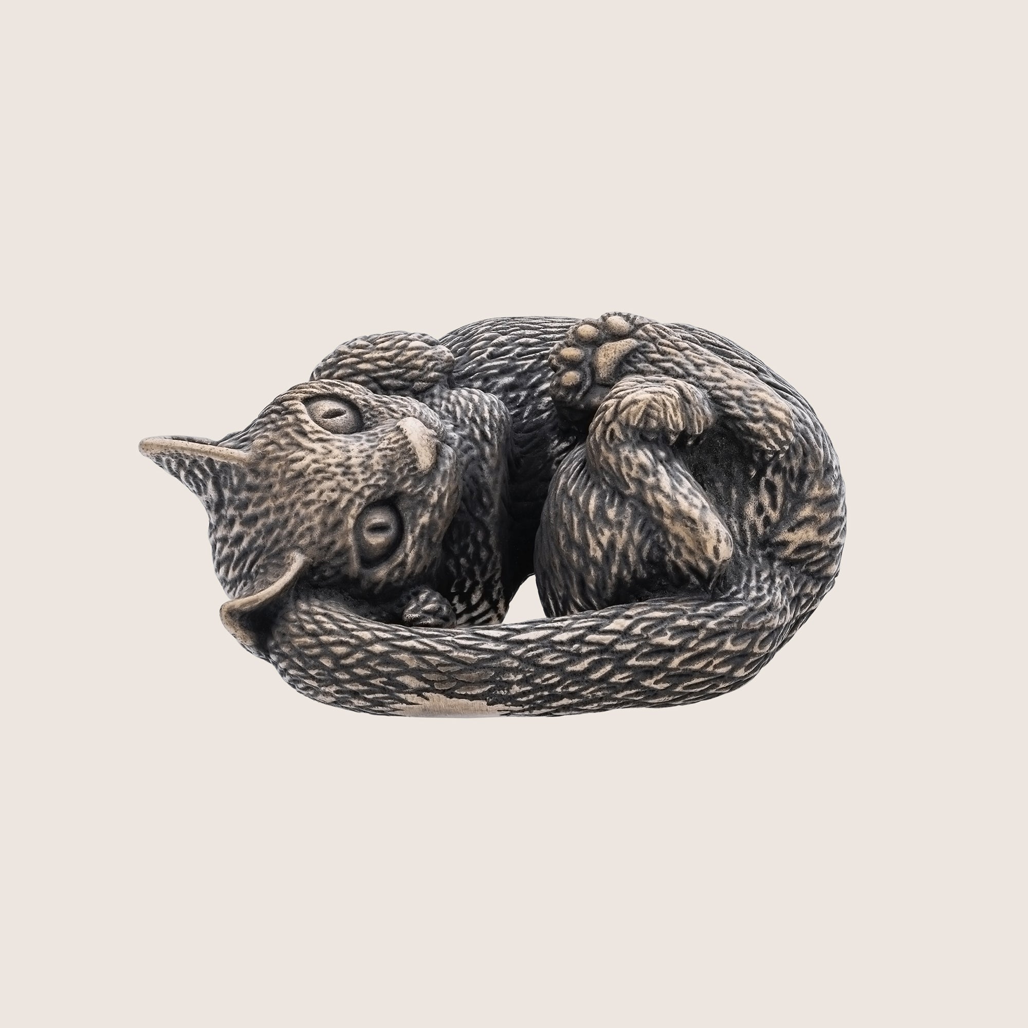 Cat Bronze Miniature – Handmade Figurine & Wearable Pendant
