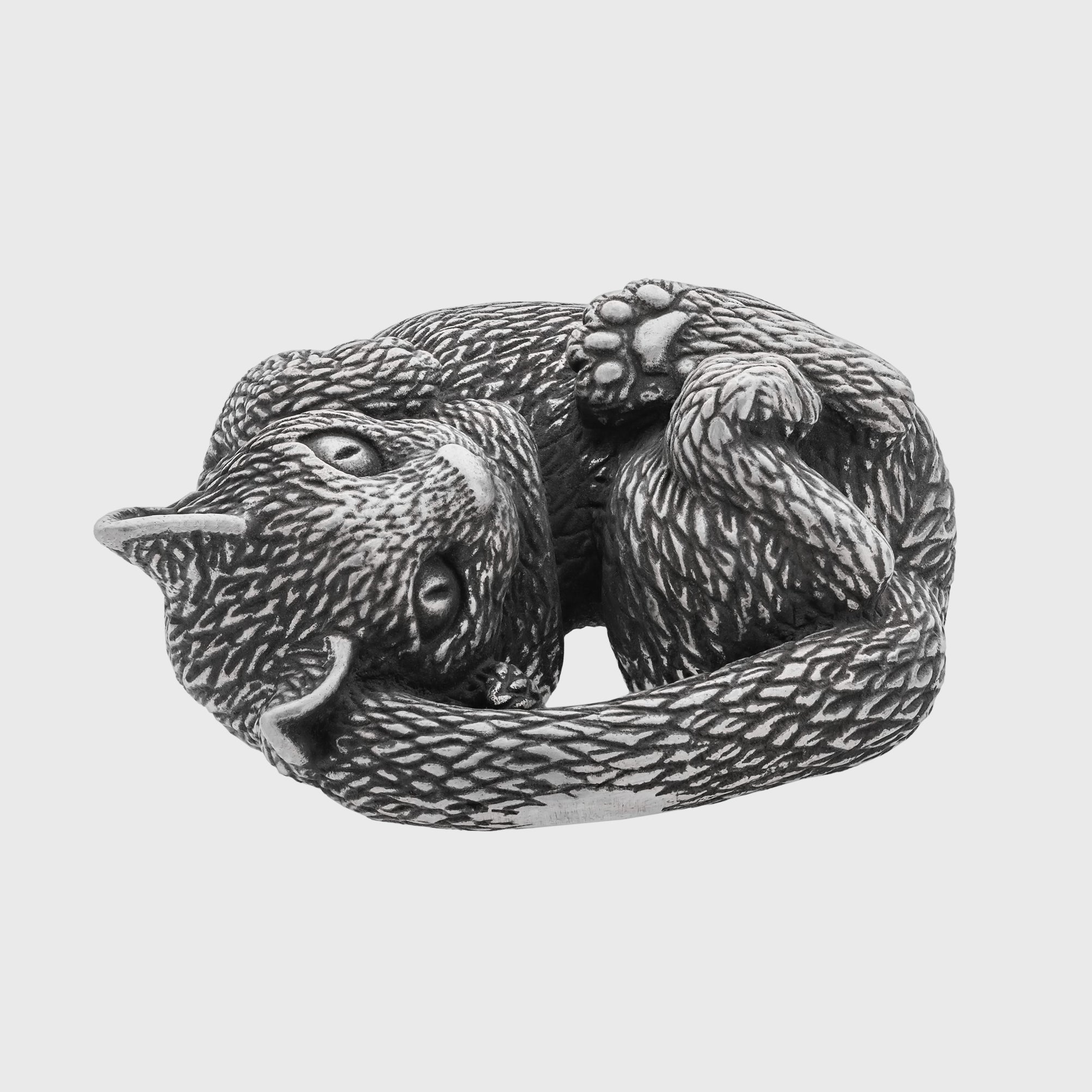 Cat Silver-plated Bronze Miniature – Handmade Figurine & Wearable Pendant