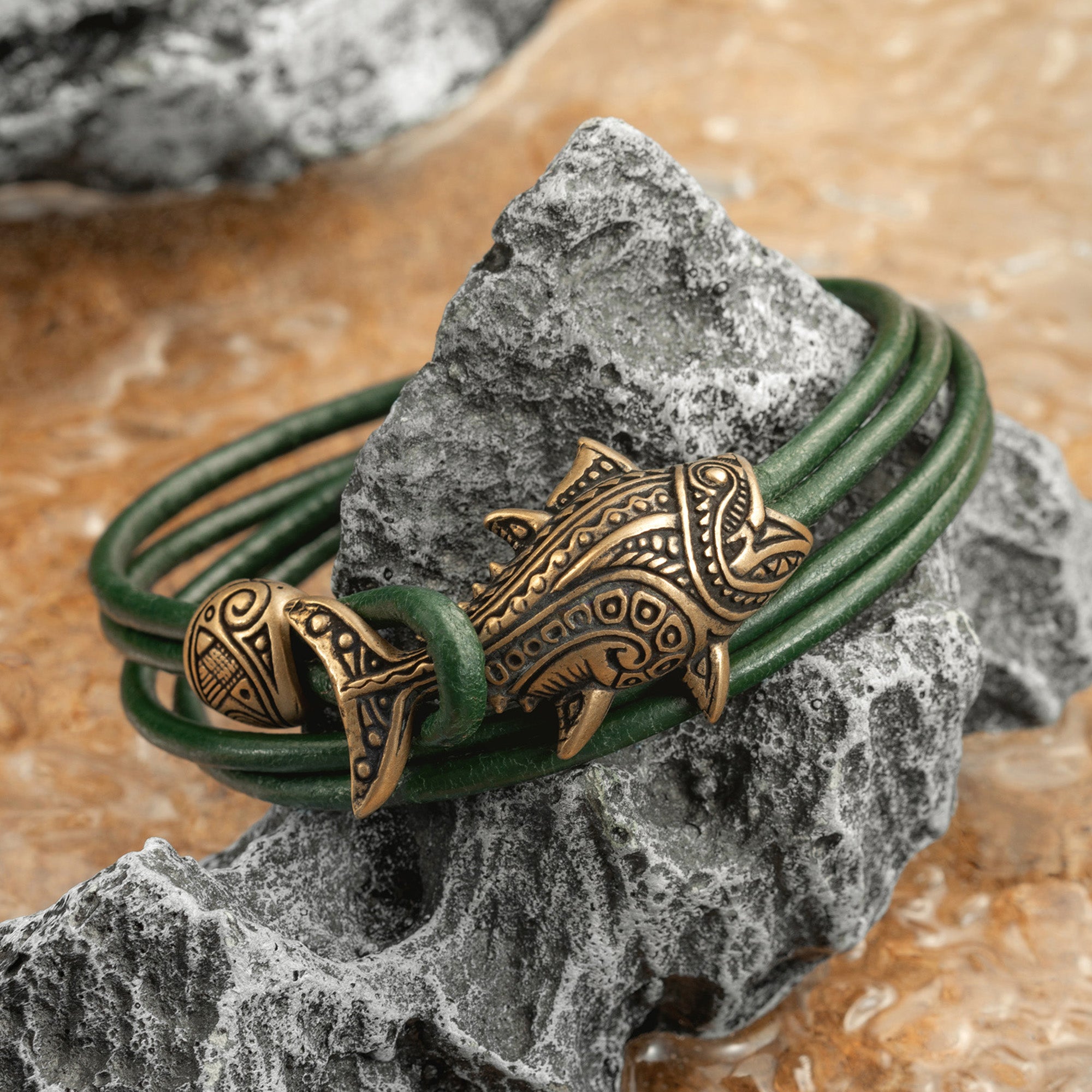 Tune Leather Bracelet – Handmade Bronze Ocean Tribal Jewelry