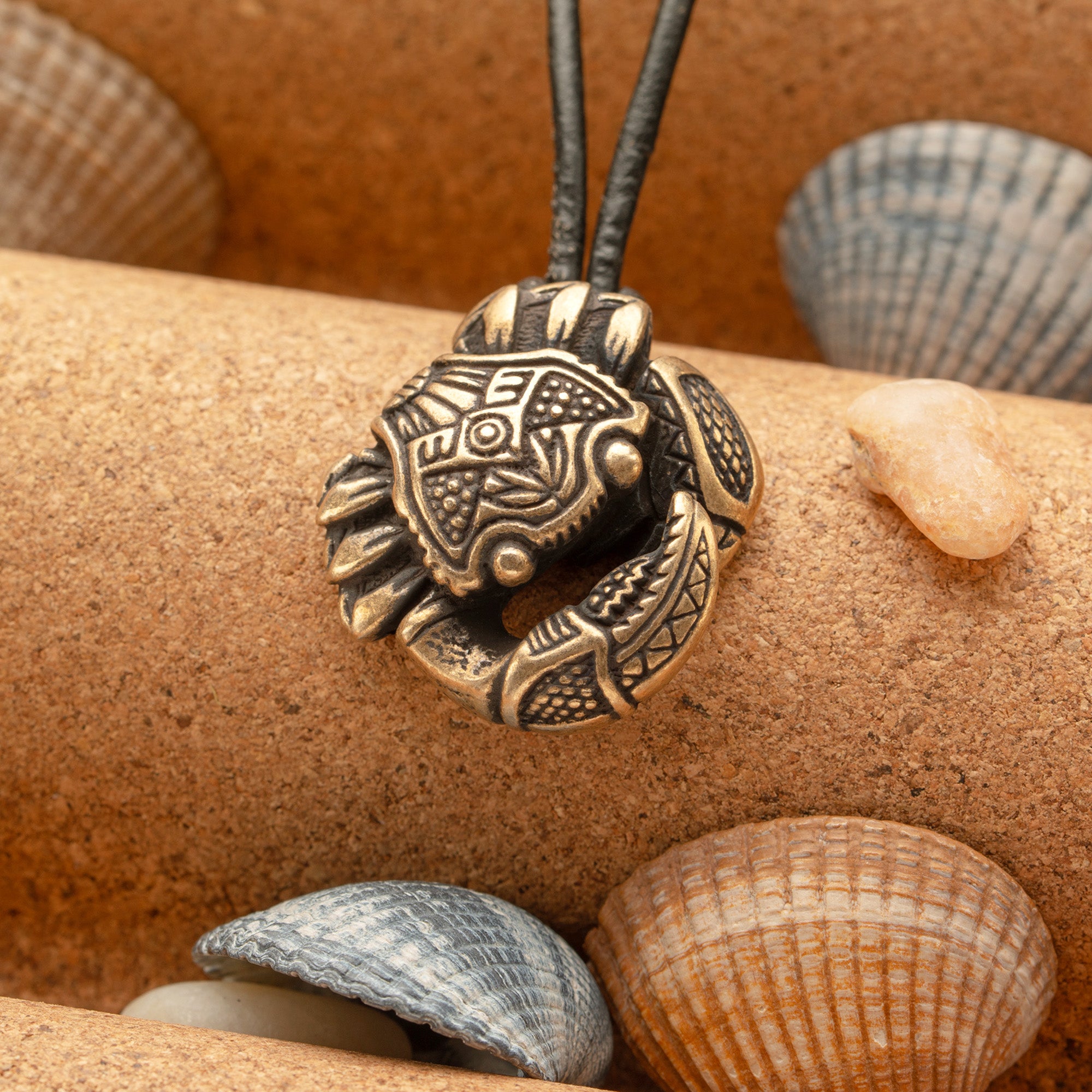 Crab Bronze Necklace – Tribal Spirit Ocean Symbol Jewelry