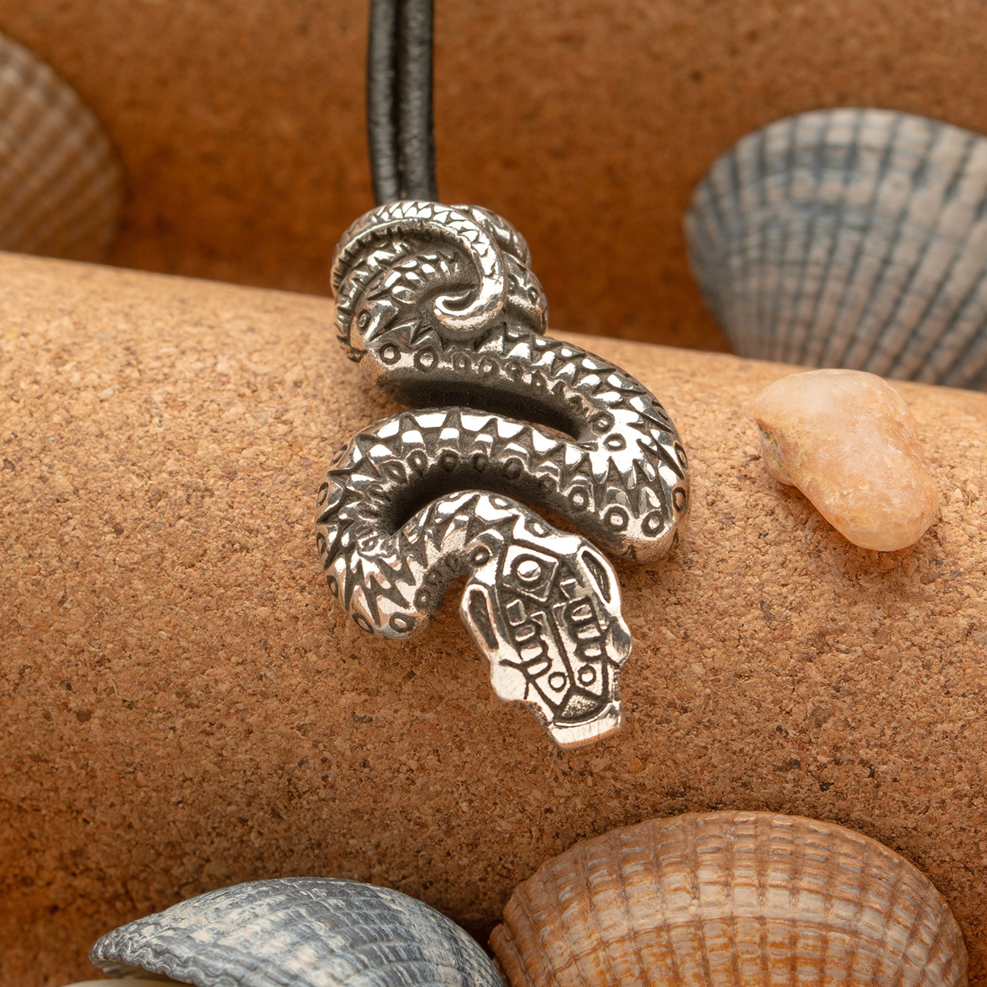 Snake Silver-Plated Bronze Pendant – Tribal Symbolic Jewelry