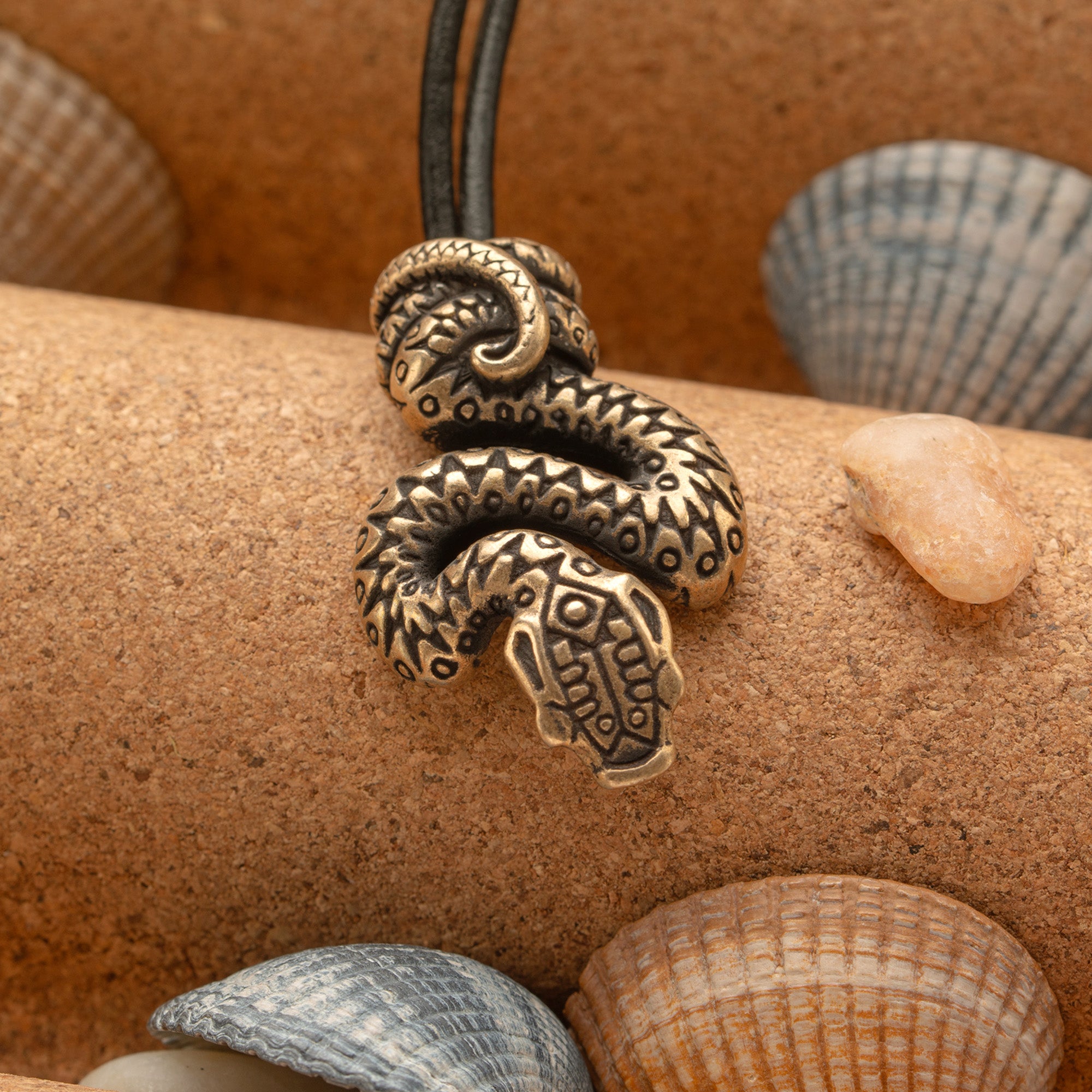 Snake Bronze Pendant – Tribal Symbolic Jewelry