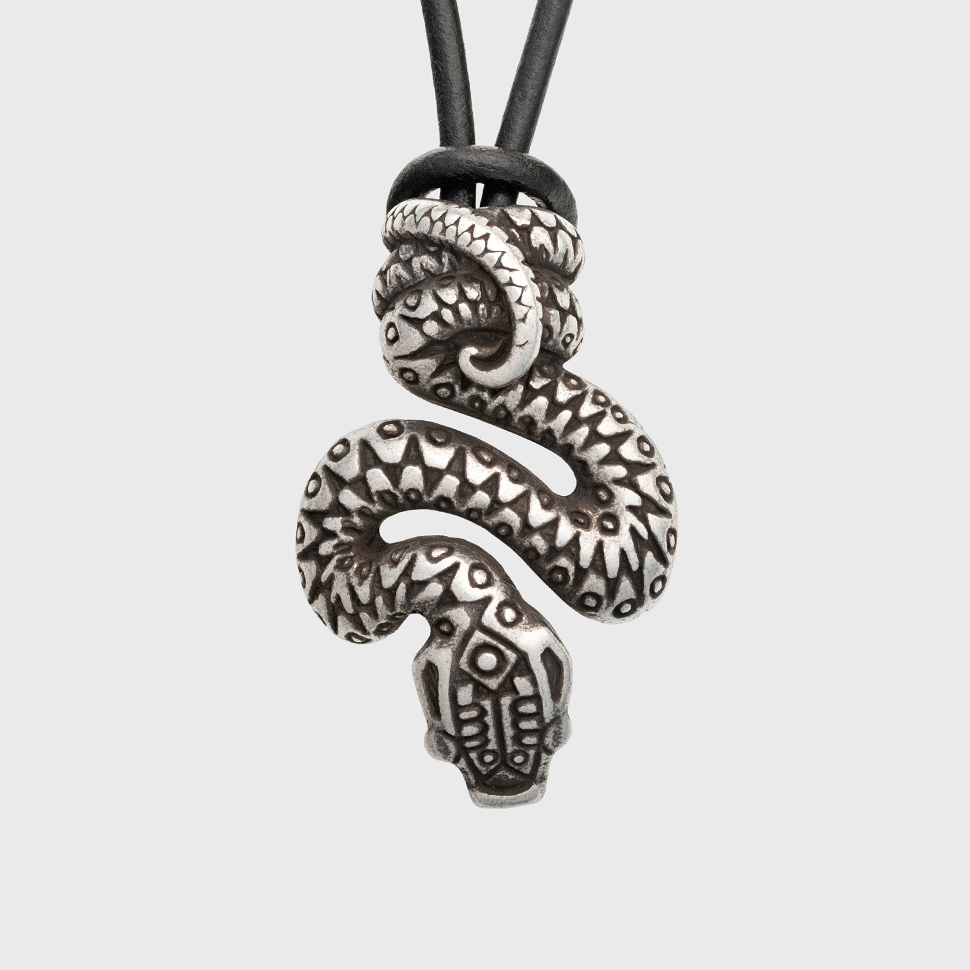 Snake Silver-Plated Bronze Pendant – Tribal Symbolic Jewelry