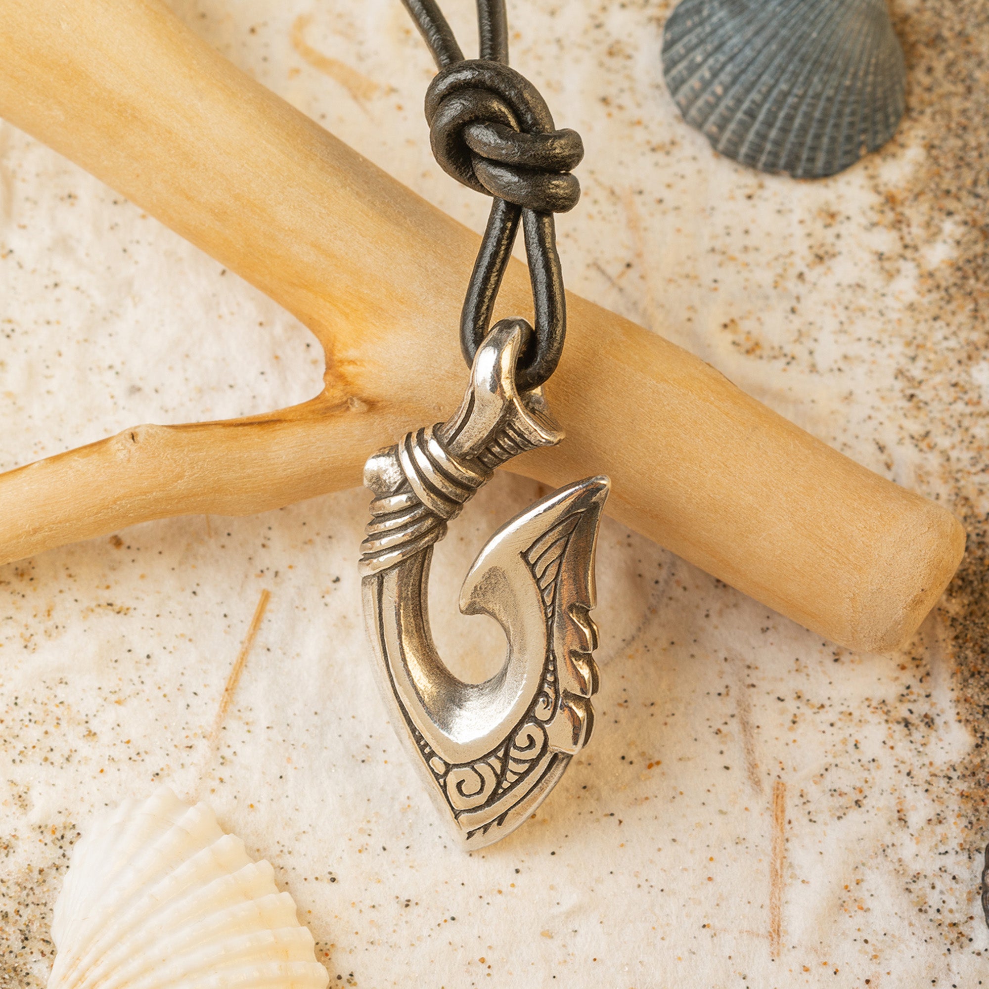 Fish Hook 925 Silver Necklace – Maori Tribal Hei Matau Talisman