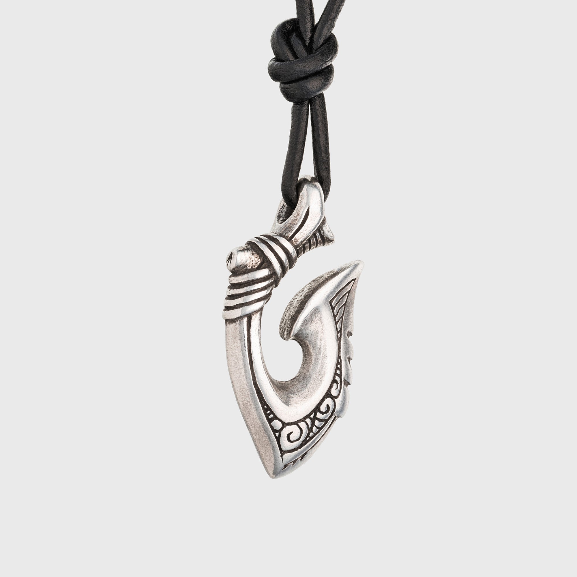 Fish Hook 925 Silver Necklace – Maori Tribal Hei Matau Talisman