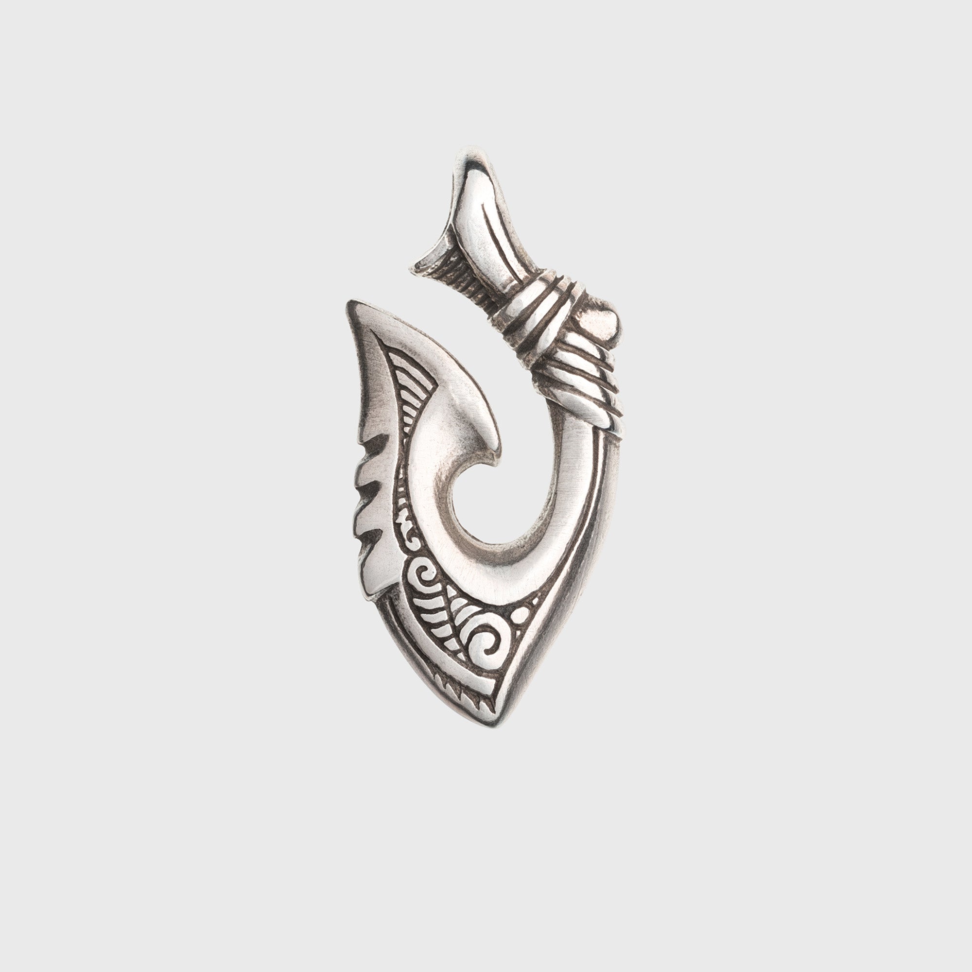 Fish Hook 925 Silver Necklace – Maori Tribal Hei Matau Talisman
